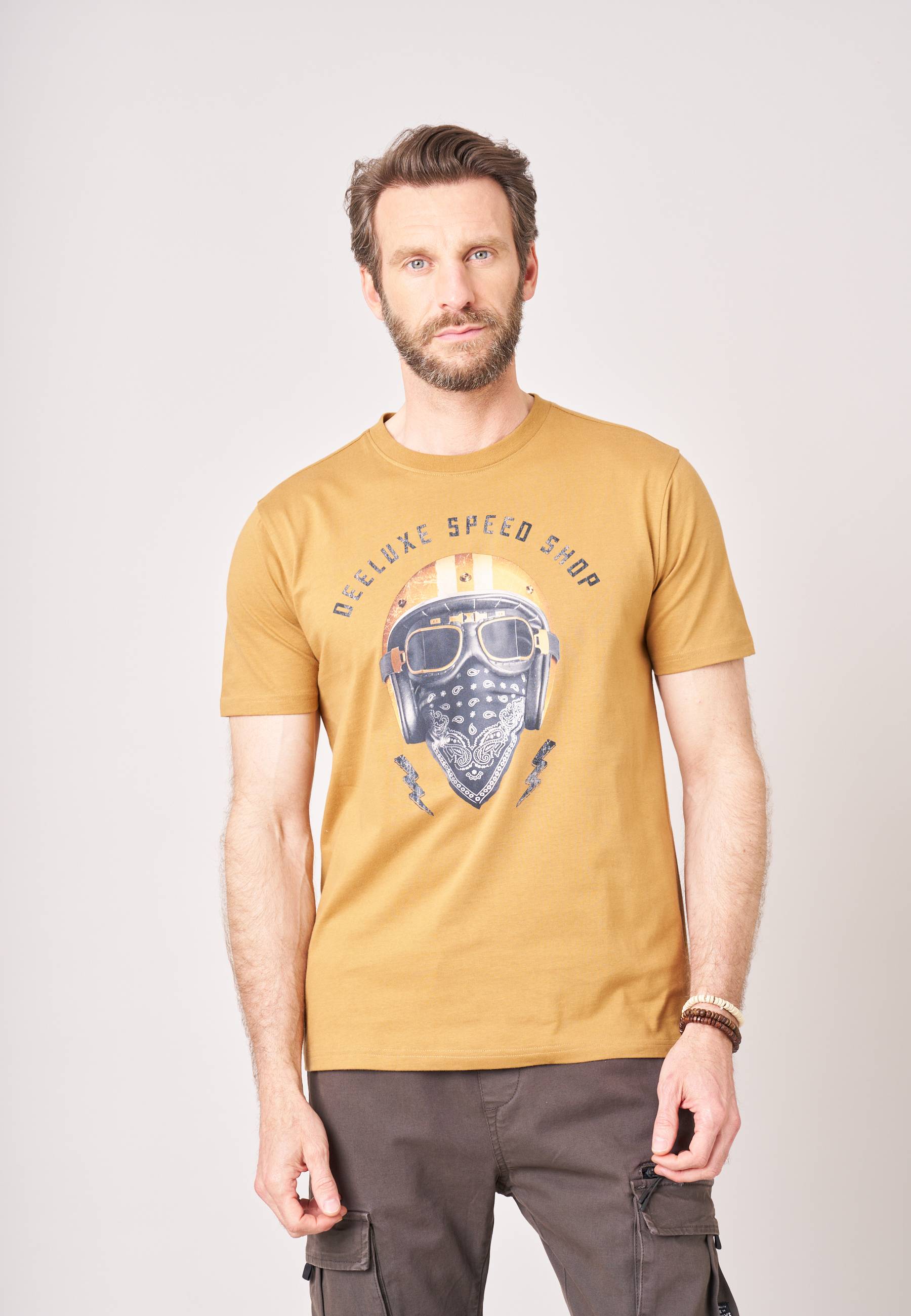 T-shirt homme en jersey 100% coton imprimé biker HELMUP, DEELUXE