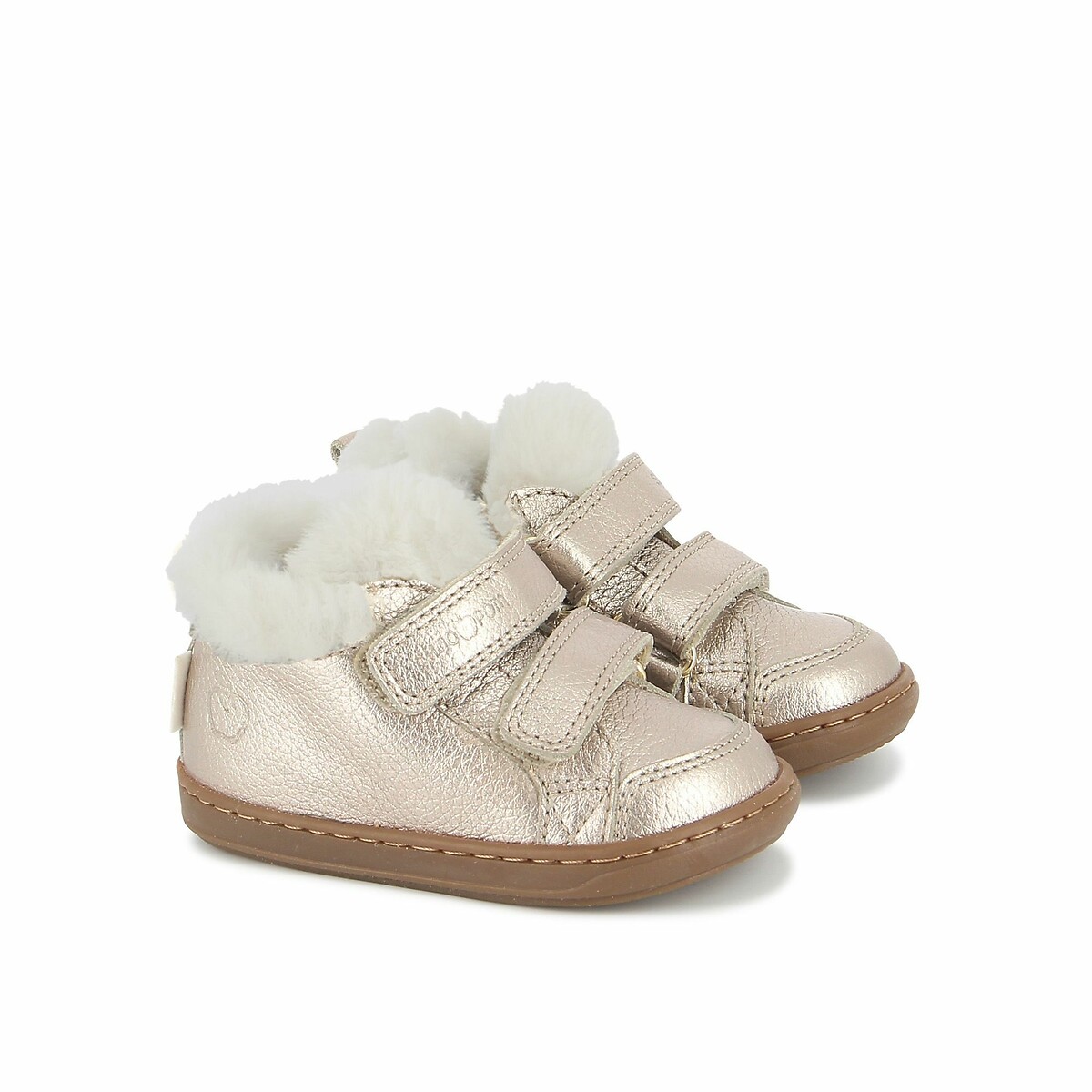 Kids Bouba Wool Leather Trainers with Touch 'n' Close Fastening, SHOO POM