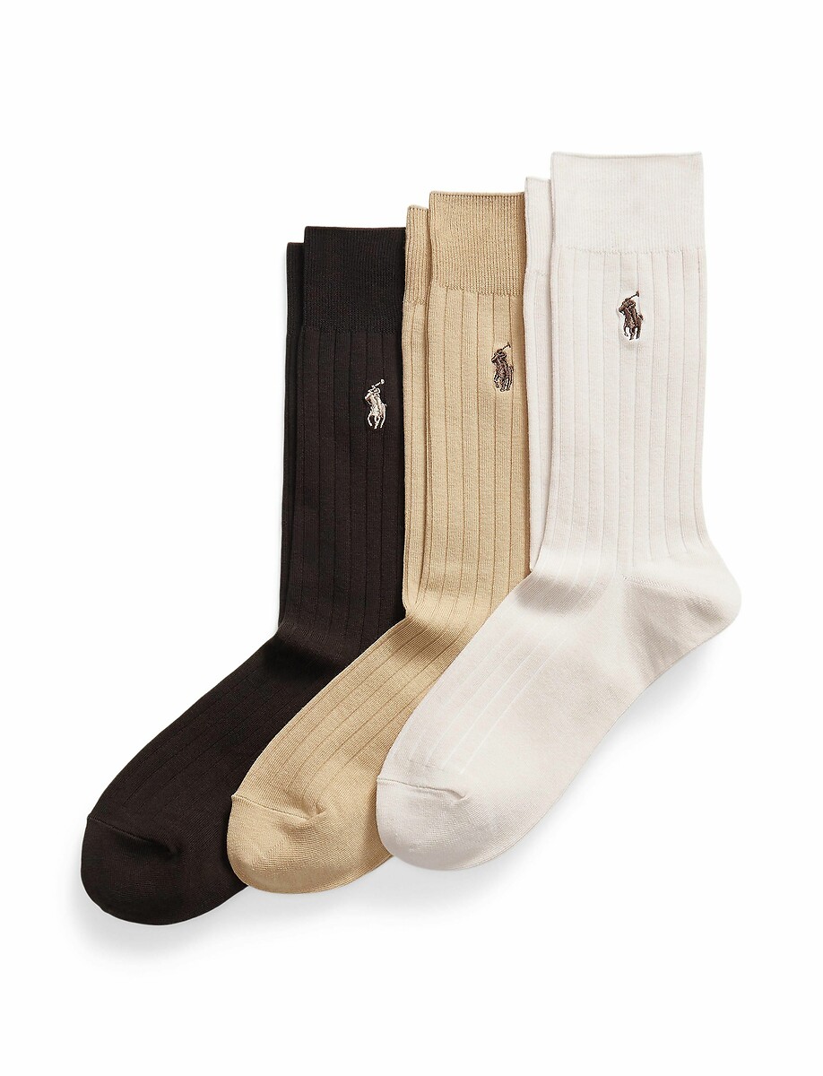 Lot de 3 paires de chaussettes hautes côtelées, POLO RALPH LAUREN