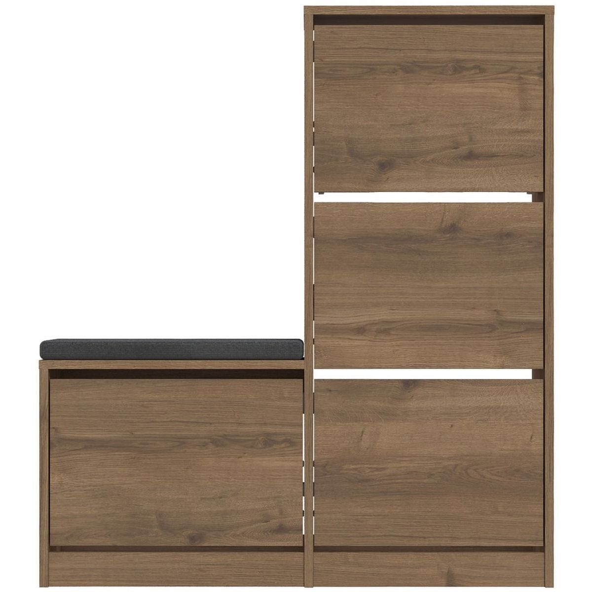 Meuble à chaussures 4 portes avec banc - KIRA, HOMIFAB