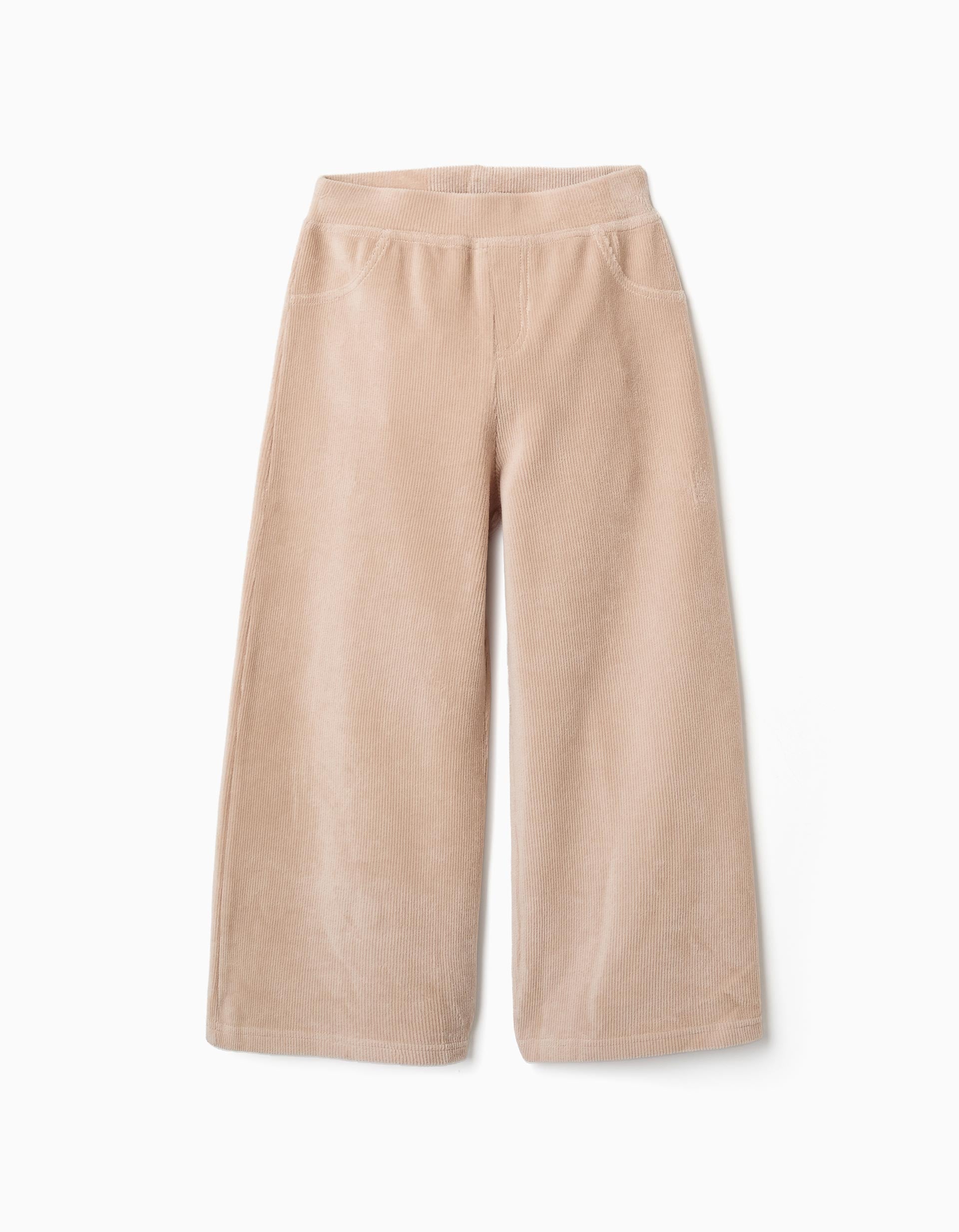 Pantalon à jambe large en velours côtelé avec taille élastique, ZIPPY