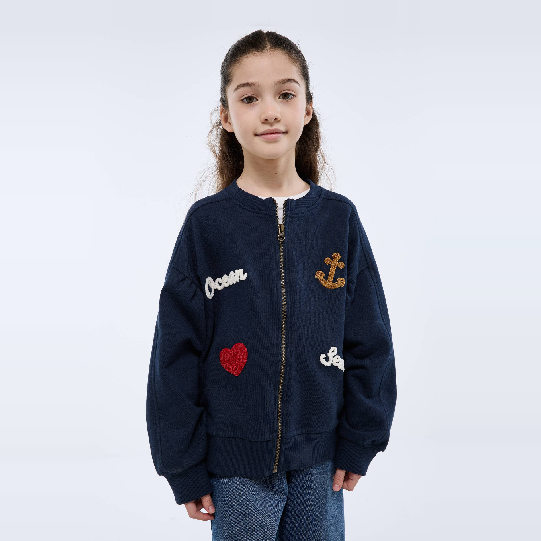Sweat brodé zippé, MONOPRIX