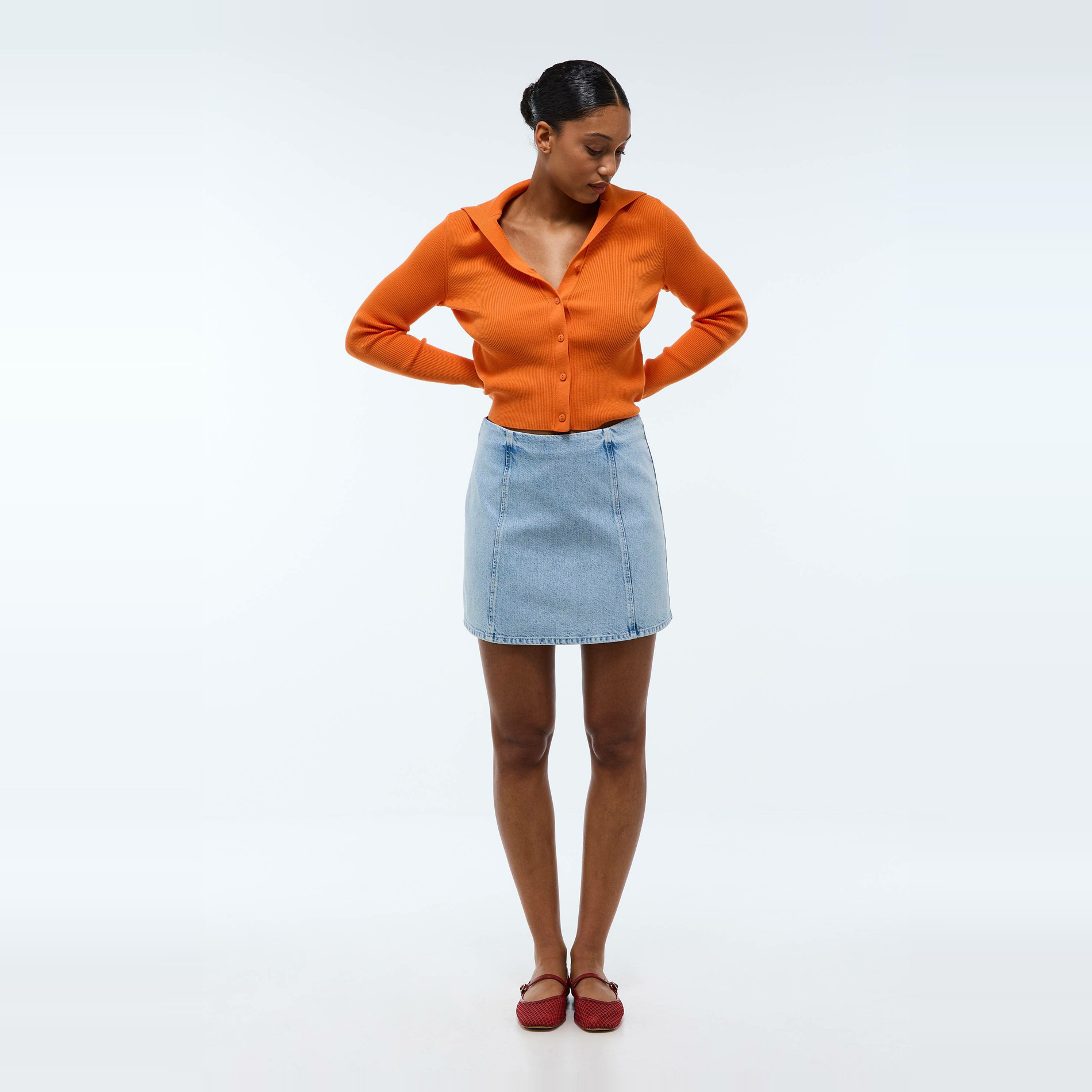 Jupe courte en denim, MONOPRIX