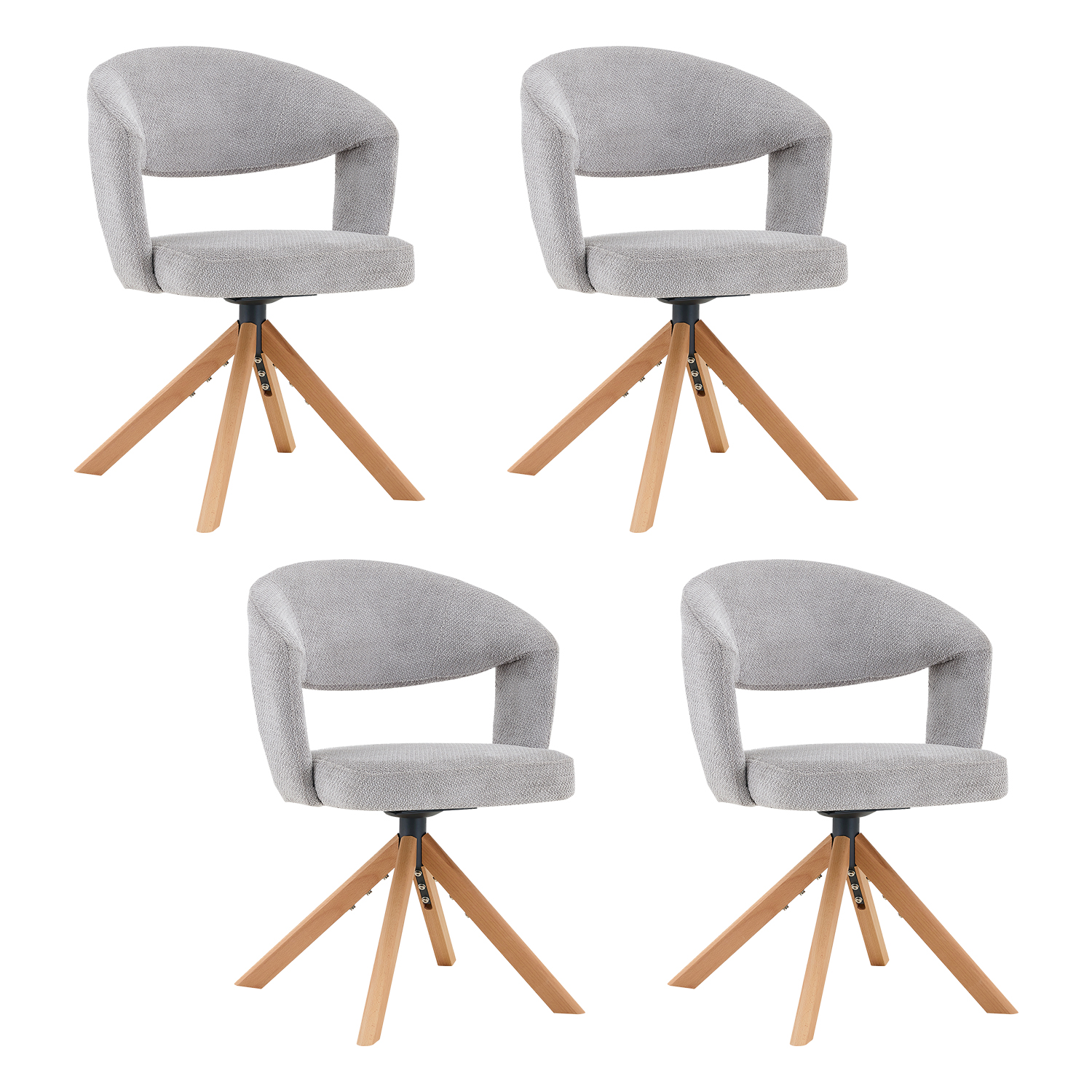 Lot de 4 fauteuils de salle à manger rotatif scandinave, CARMONDA, MEUBLES COSY