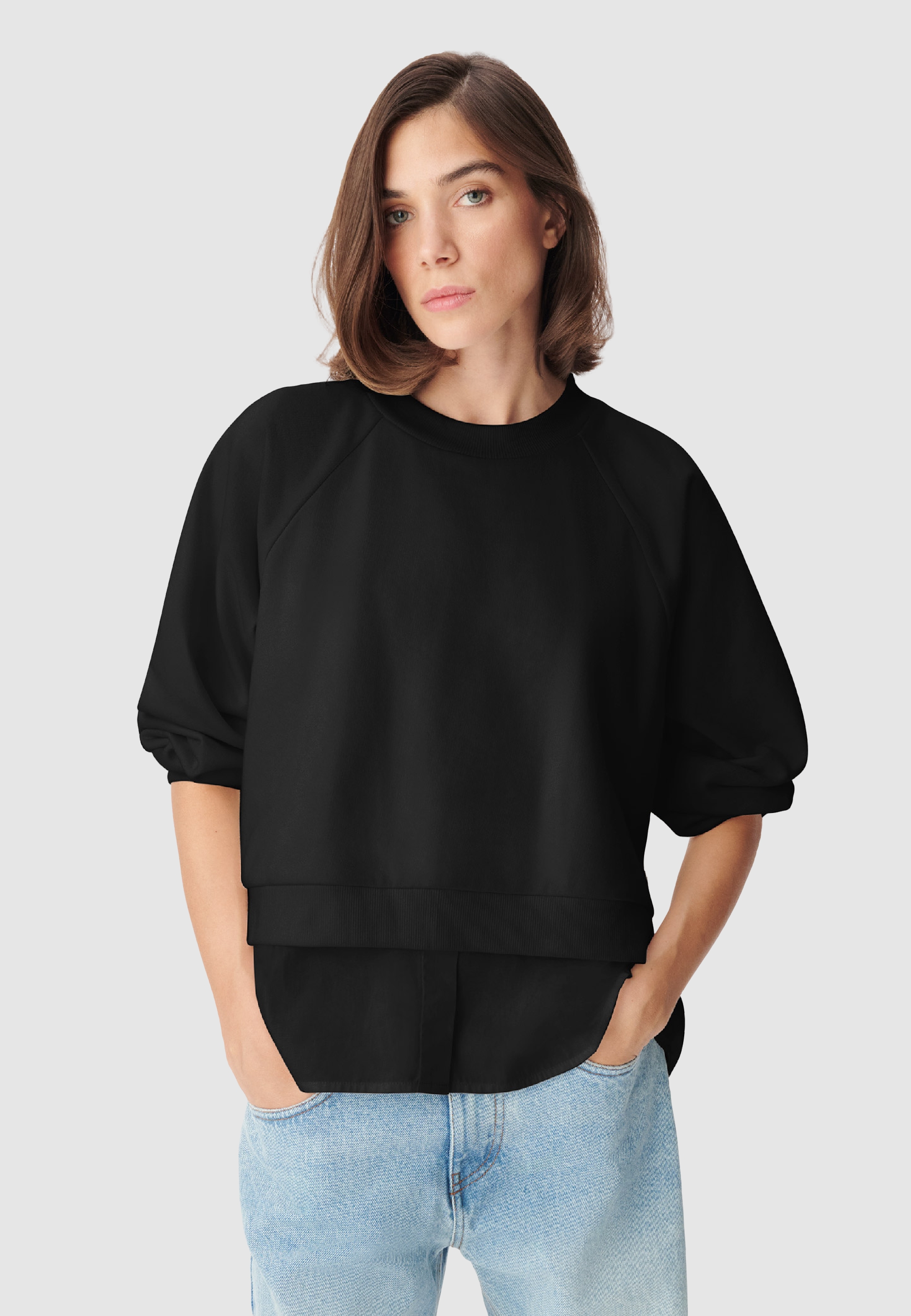 Sweat bi-matière trompe-l'oeil chemise, IKKS