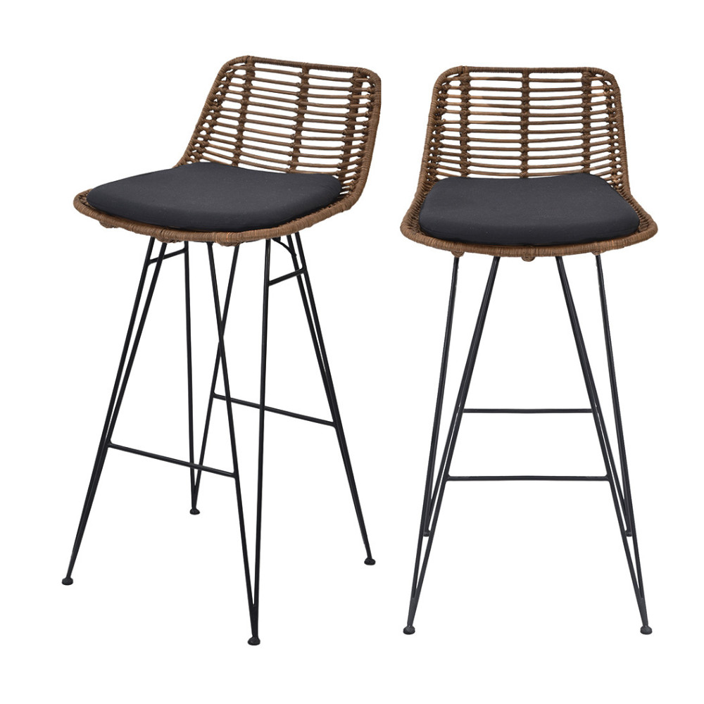Lot de 2 chaises de bar design en rotin H67cm- CAPURGANA, DRAWER