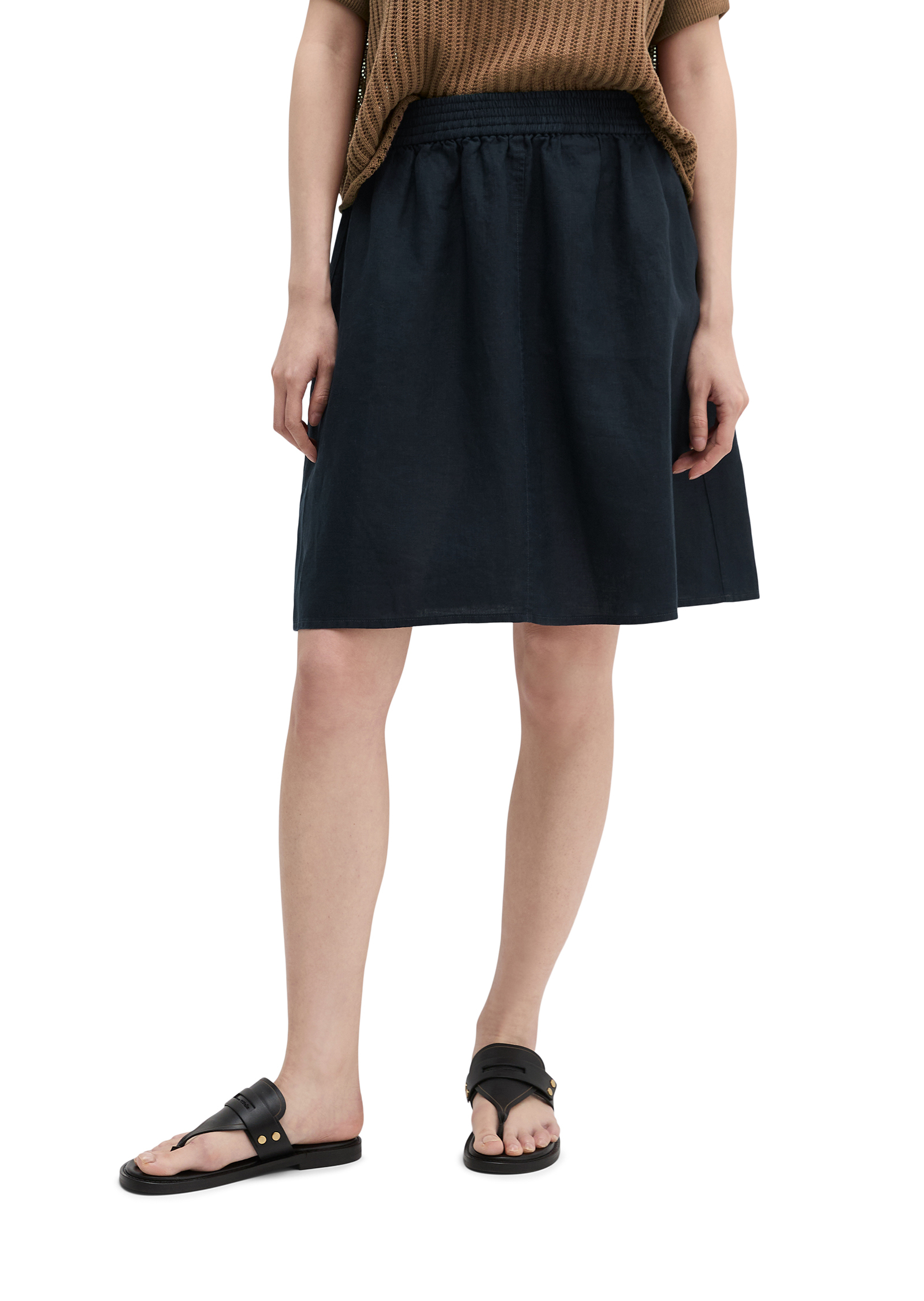 Jupe en lin flared avec ceinture élastique, MARC O'POLO