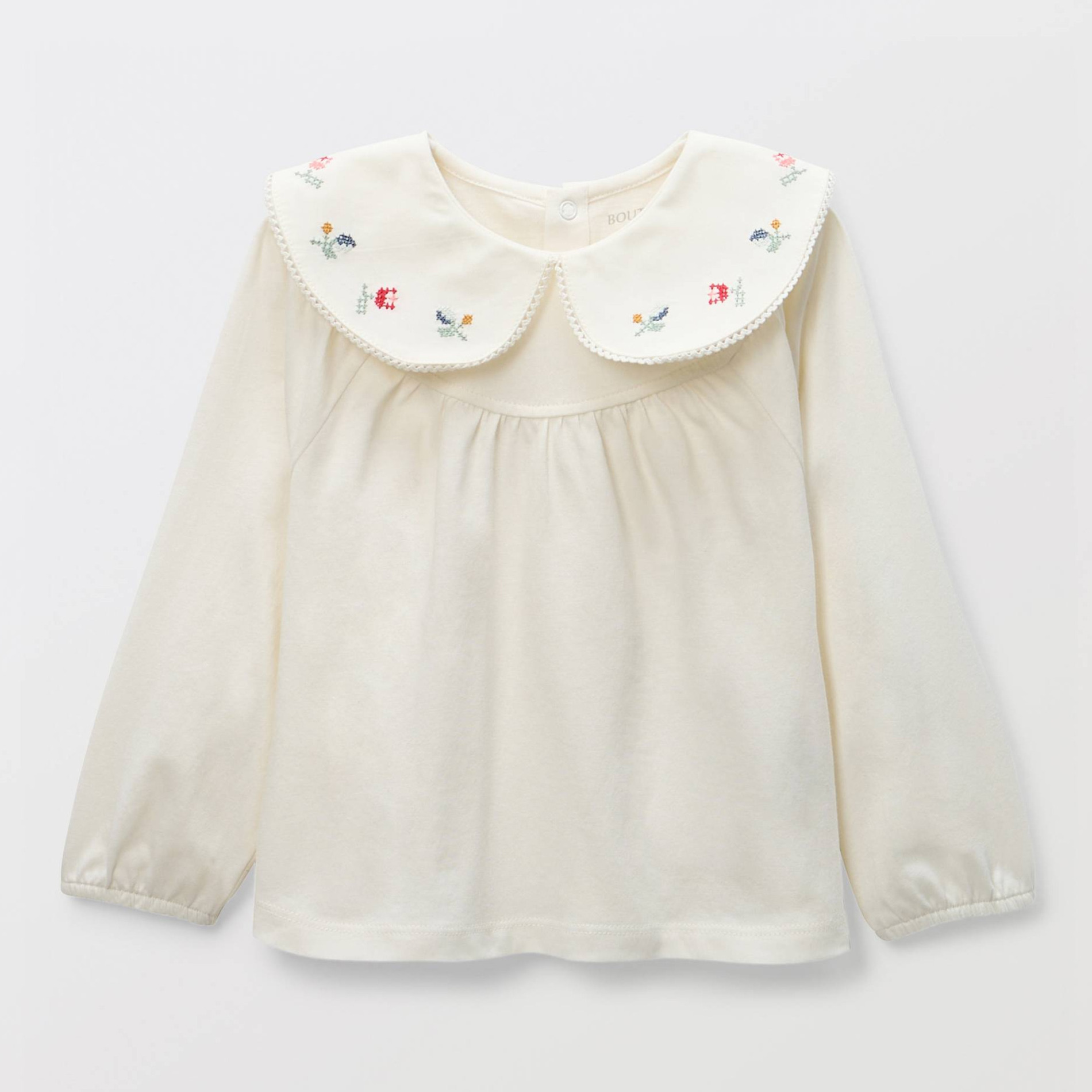 T-shirt à col manches longues uni en coton BIO GOTS, BOUT'CHOU