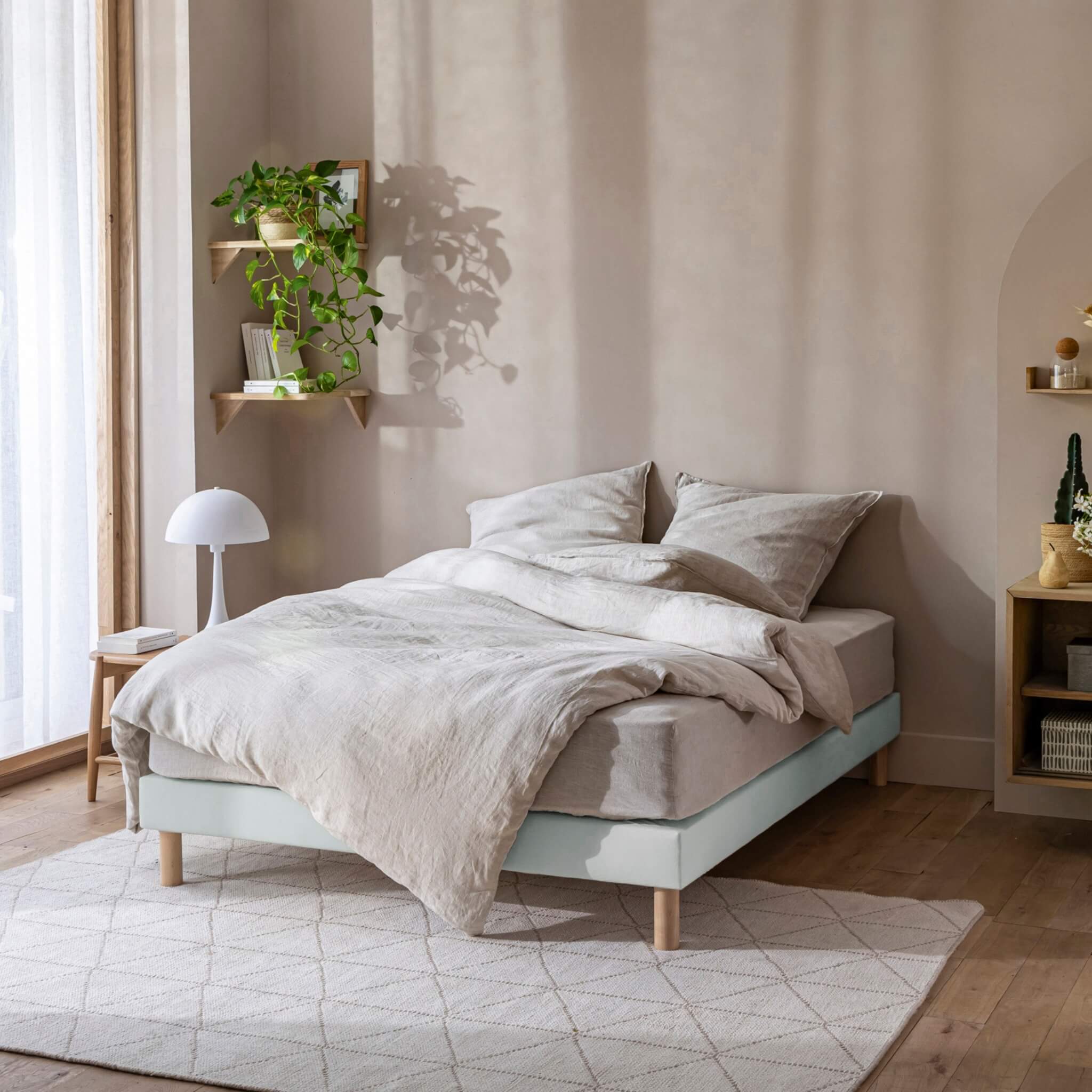 Terre De Nuit - Cache-Sommier Intégral Taupe 140x190 Cm - 100% Coton, Hauteur 27 Cm