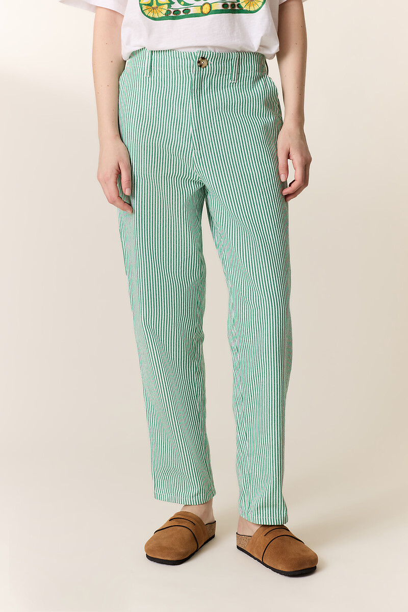 Armina Striped Straight Trousers, LEON & HARPER