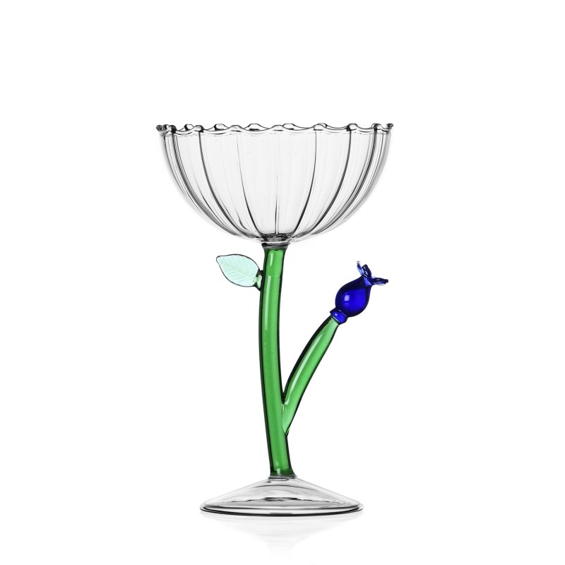 Coupe à champagne fleur BOTANICA blue flower, ICHENDORF