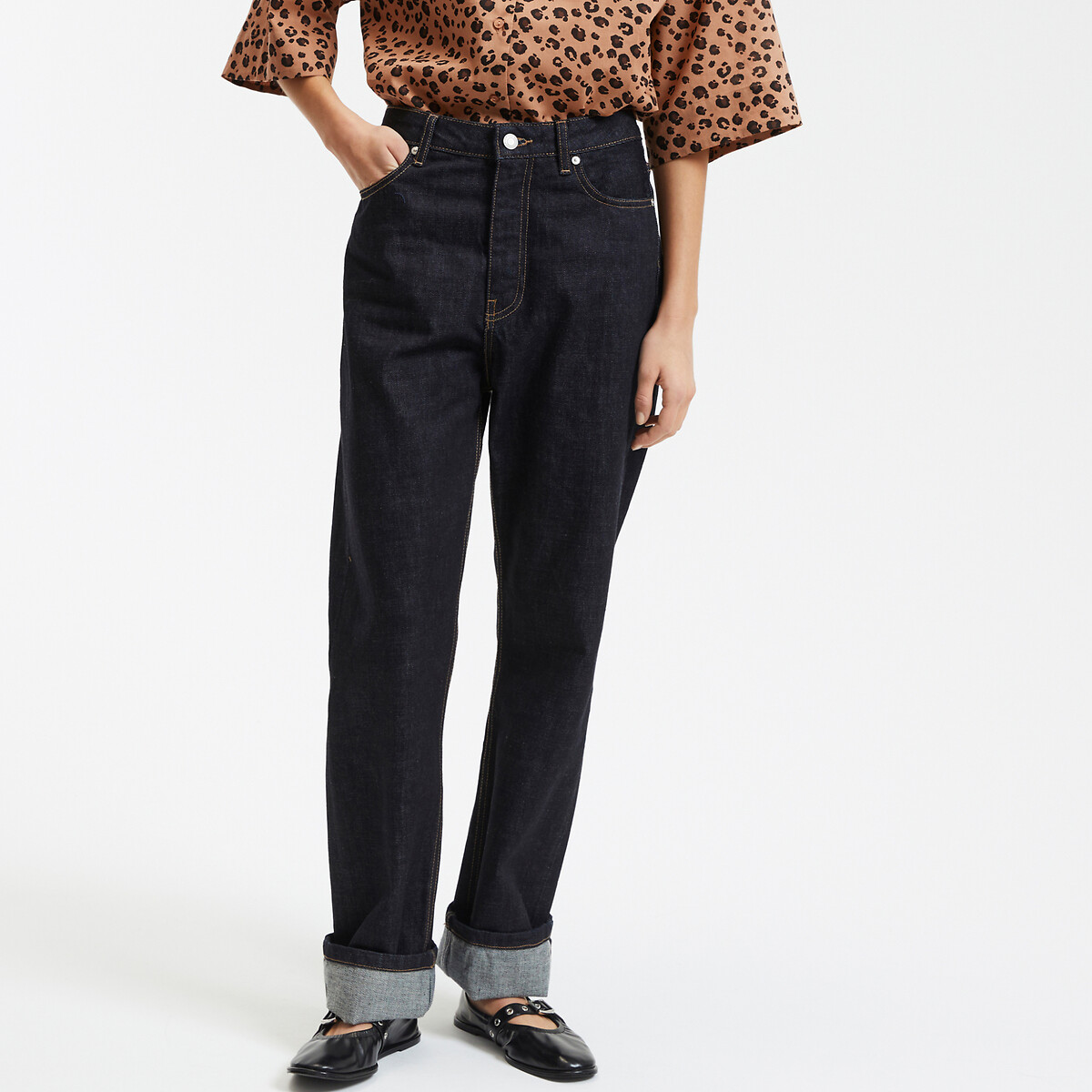 Selvedge straight jeans, standaardmaat, 5 zakken