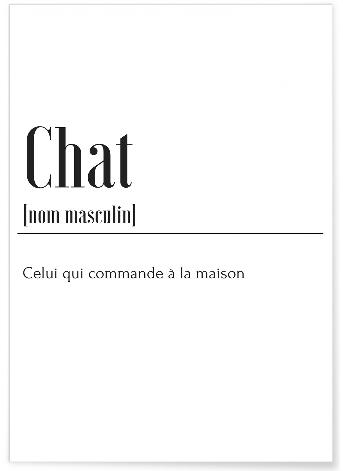 Poster Définition Chat, L'AFFICHERIE