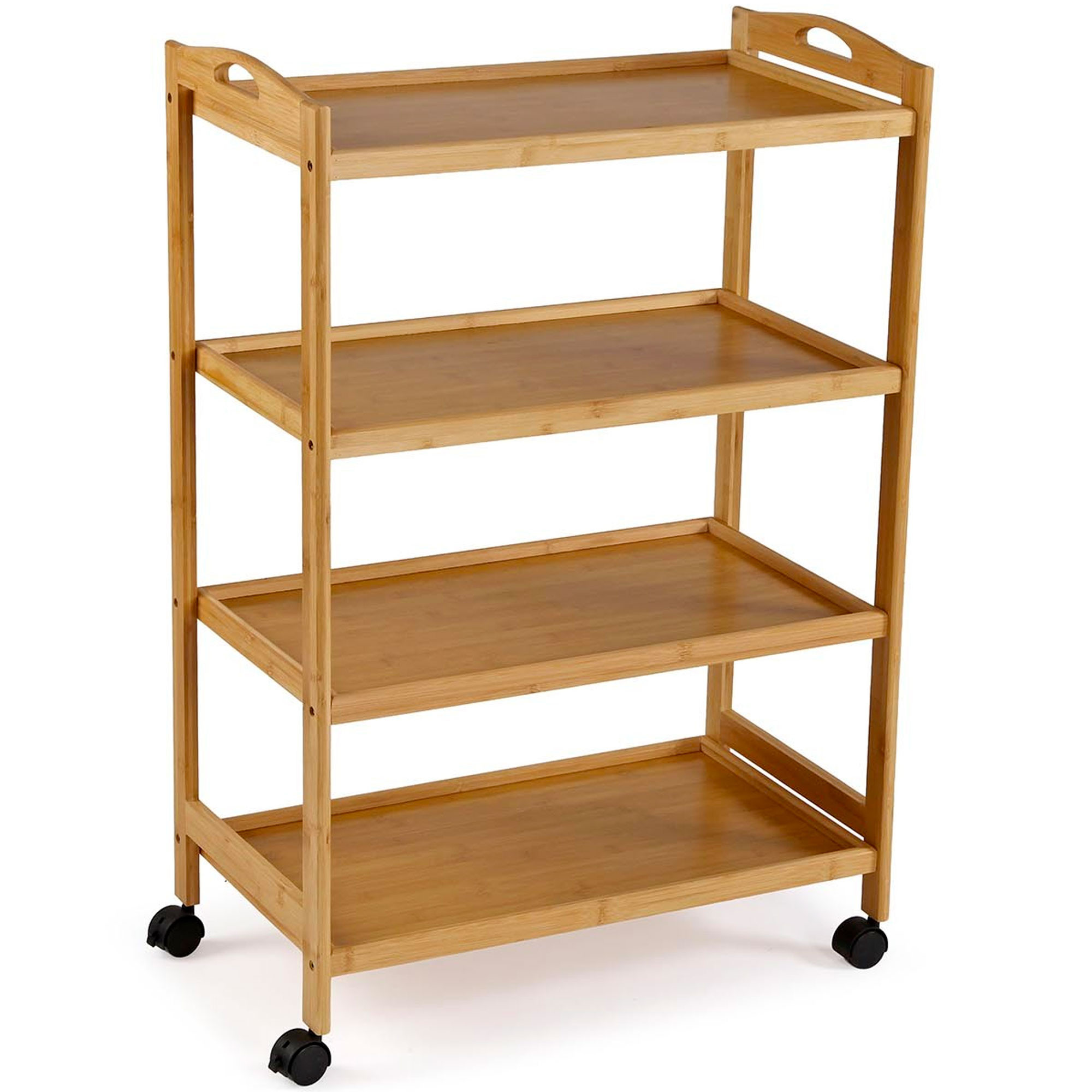 Chariot 4 niveaux sur roulettes bambou 60.5x33.5x91.5cm, VERSA
