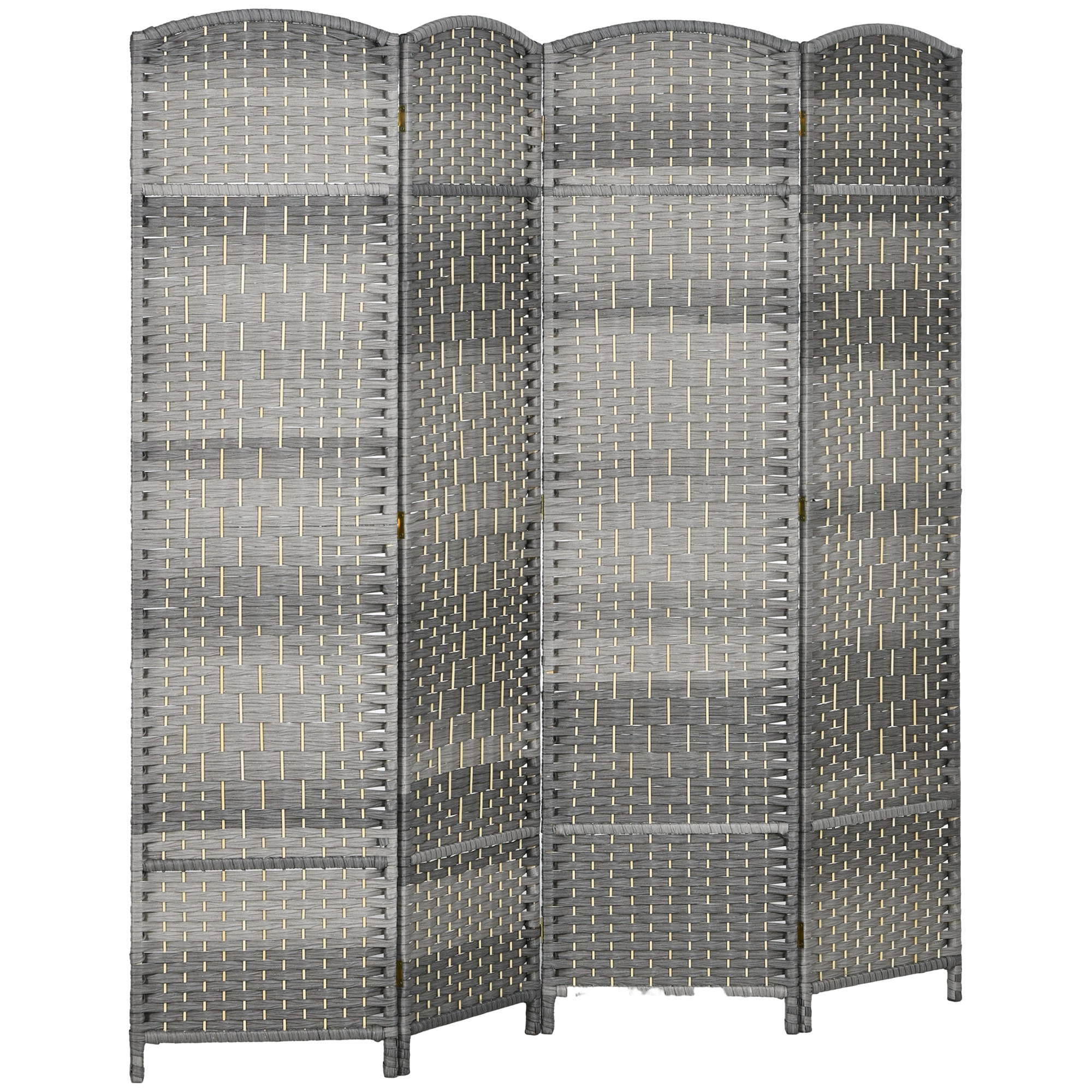 Paravent 4 Panneaux 225x173cm - Pliable, Avec Roues Verrouillables - Beige - Pour Séparation D'Espace