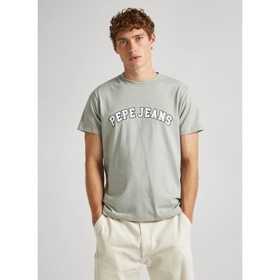 Cotton Logo Print T-Shirt with Short Sleeves, Regular Fit PEPE JEANS