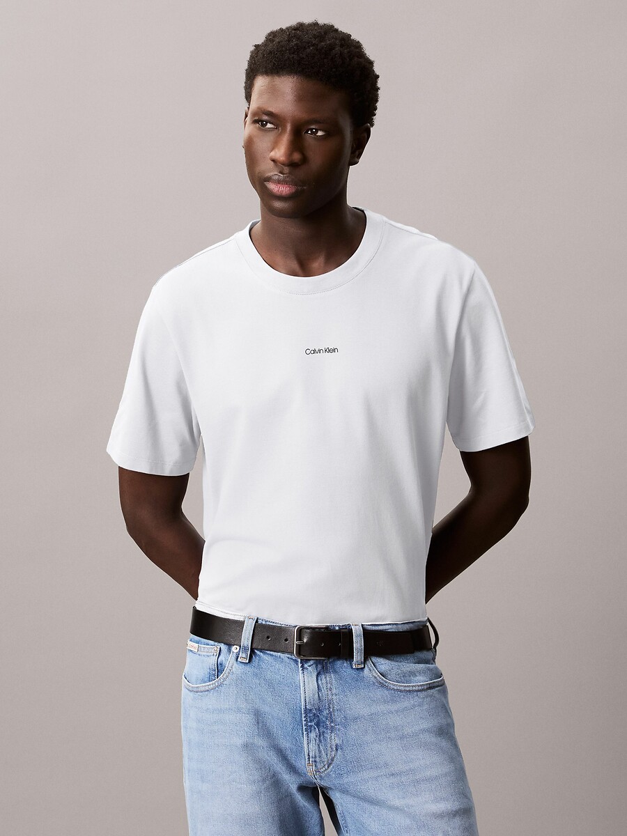 Cotton Pique Nano T-Shirt with Short Sleeves, CALVIN KLEIN