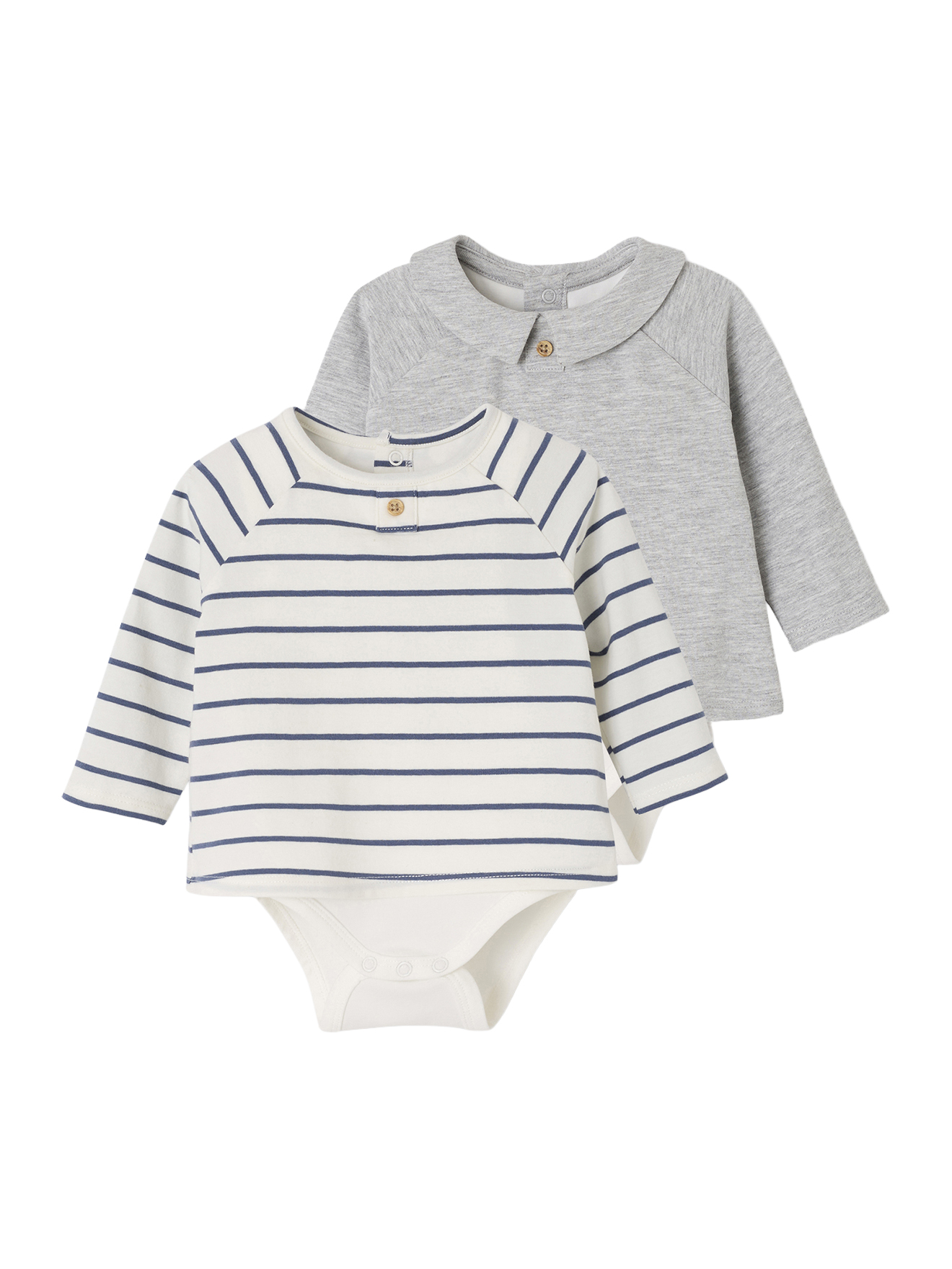 Lot de 2 bodies naissance 2 en 1, VERTBAUDET