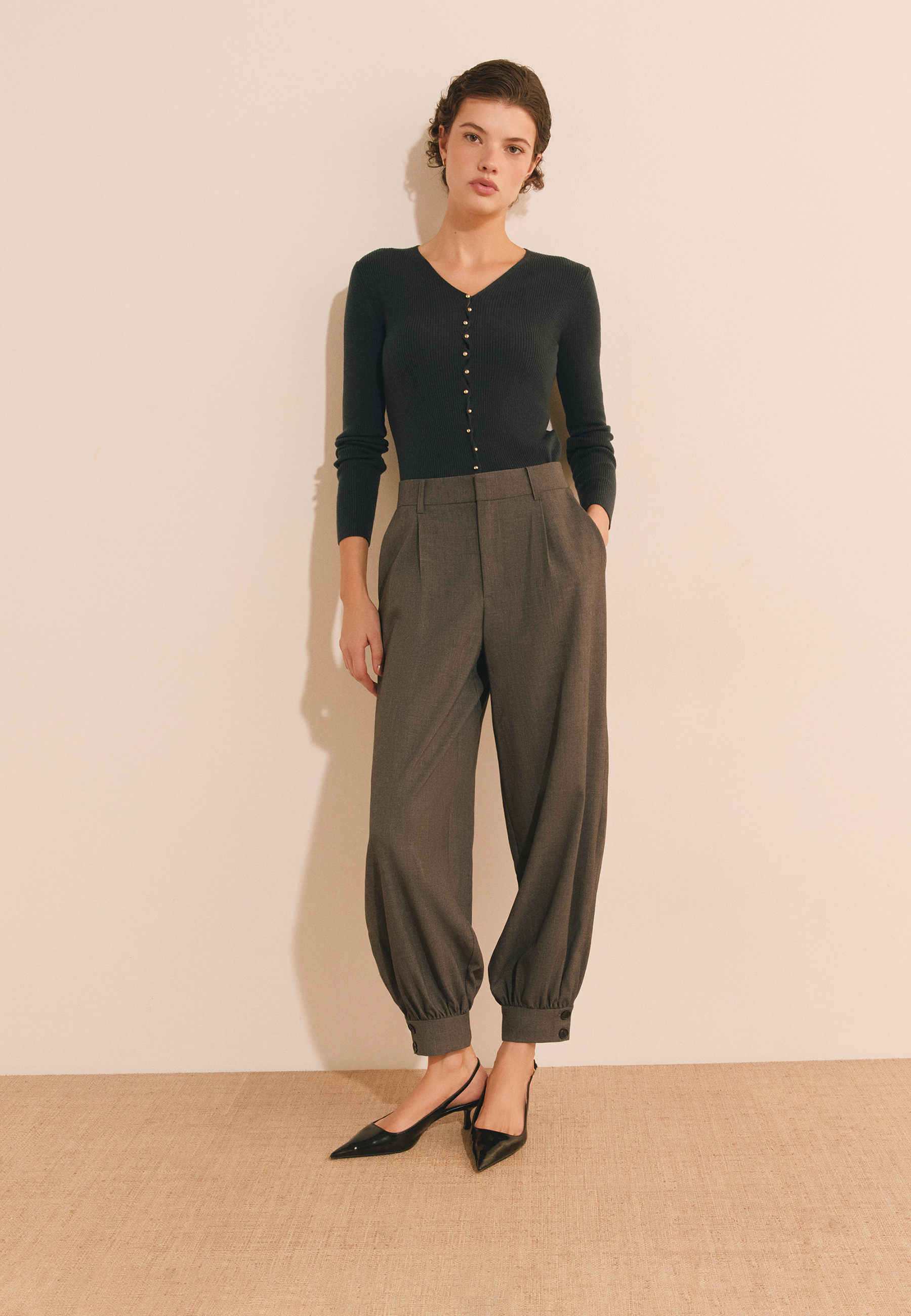 Pantalon à pinces et chevilles boutonnées ZAHARA, ETAM