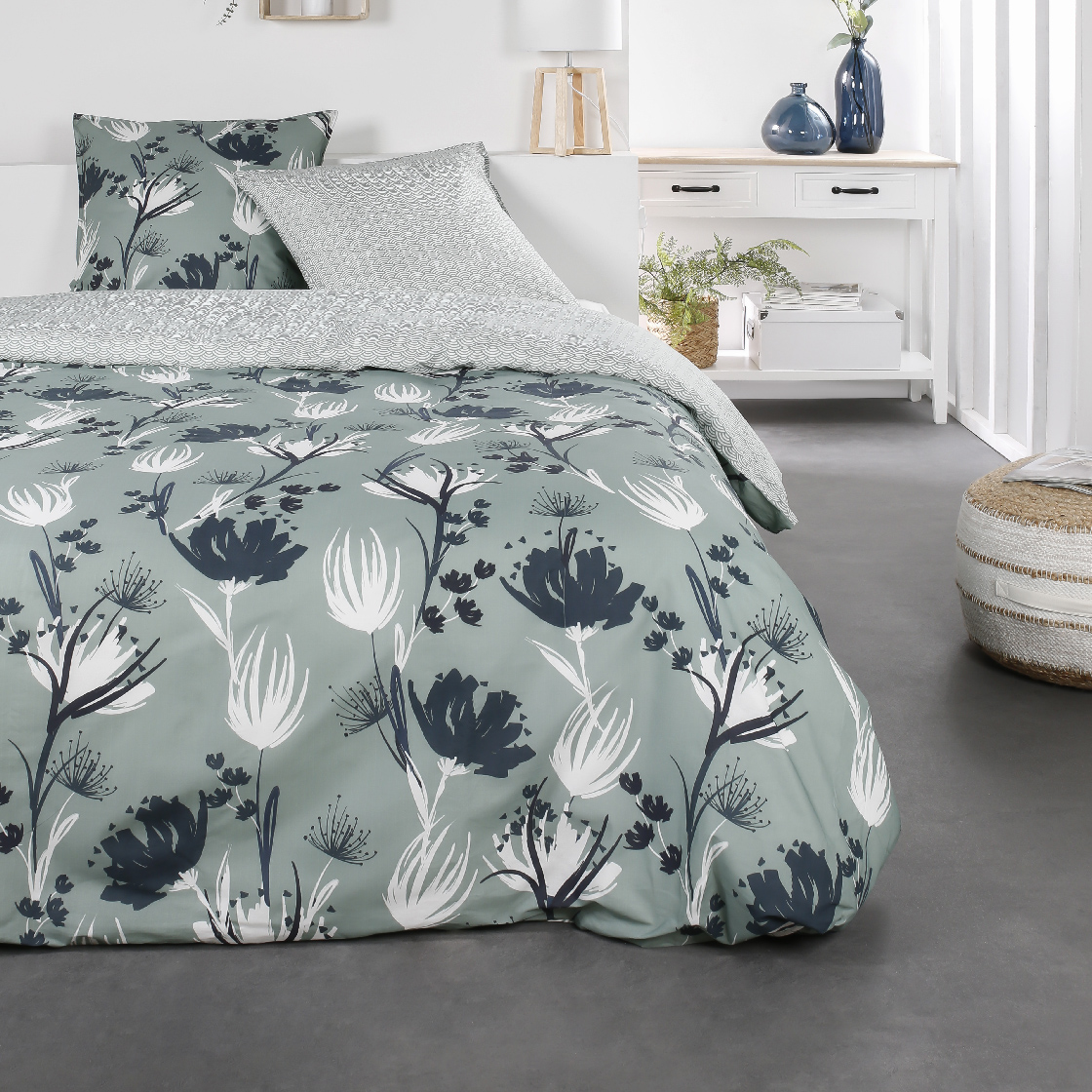 Parure de lit 2 personnes imprimé floral coton SUNSHINE ILA, TODAY