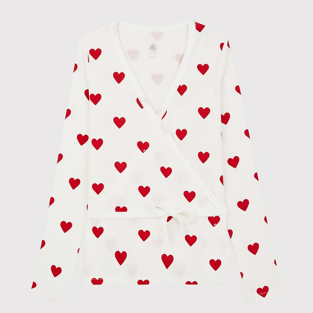 Cotton Wrapover Pyjama Top in Heart Print