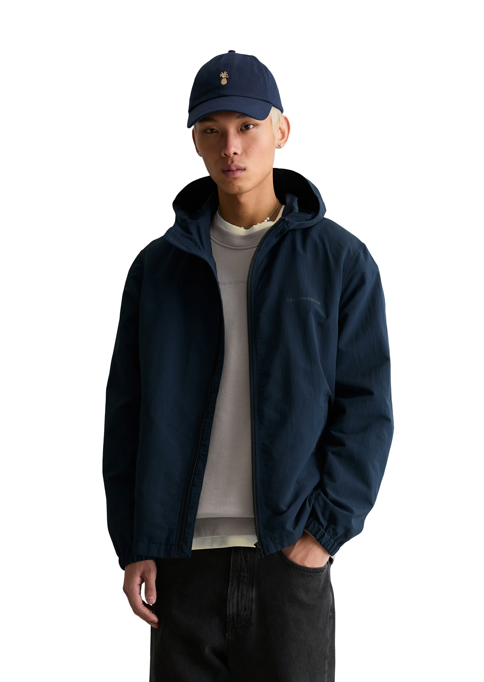 Veste à capuche regular en matériau recyclé hydrofuge, MARC O’POLO DENIM