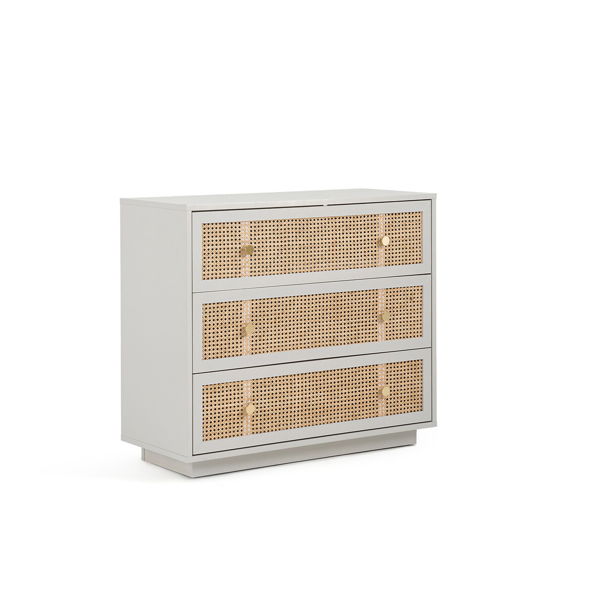 Paola Pine & Rattan Chest of 3 Drawers