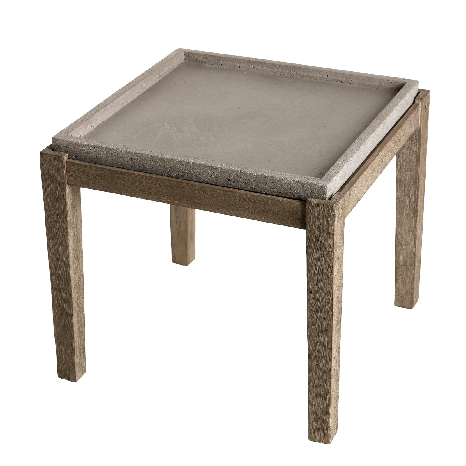 Table basse de jardin carrée maison de campagne en bois acacia et béton 54x54cm SUMMER, PIER IMPORT