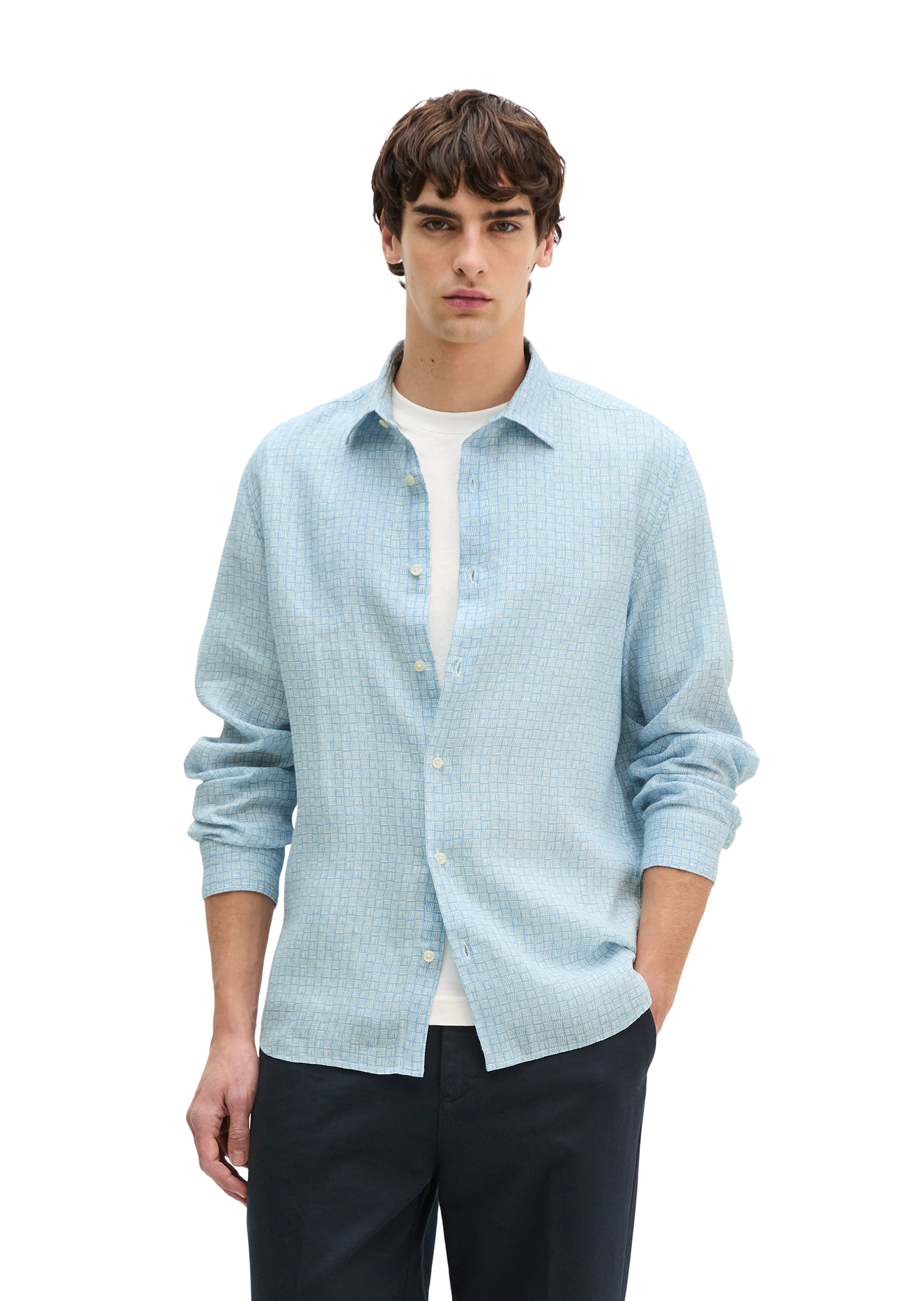 Chemise en lin regular avec imprimé allover, MARC O'POLO