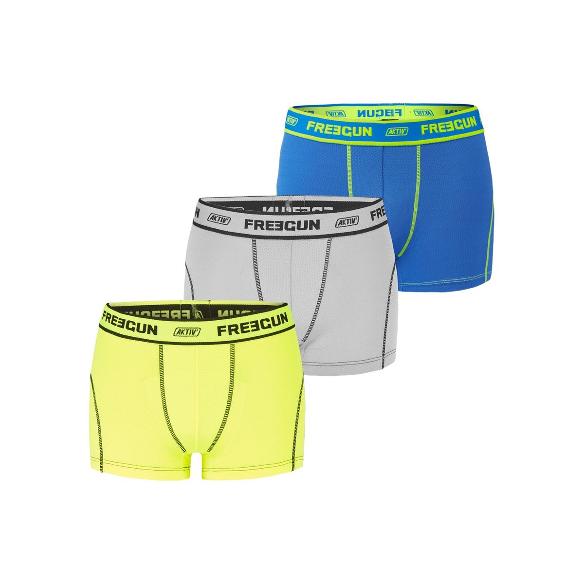 Boxers aktiv uni lot de 3 multicolore Freegun La Redoute