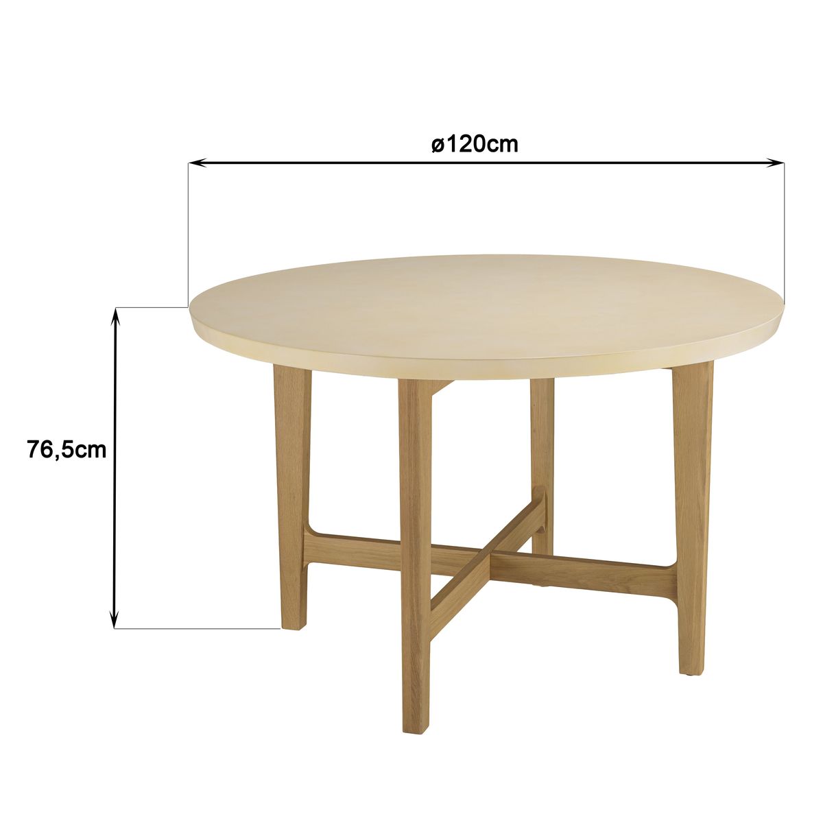 Table ronde extensible en chêne blanc 120 cm PALERME, Tables à manger