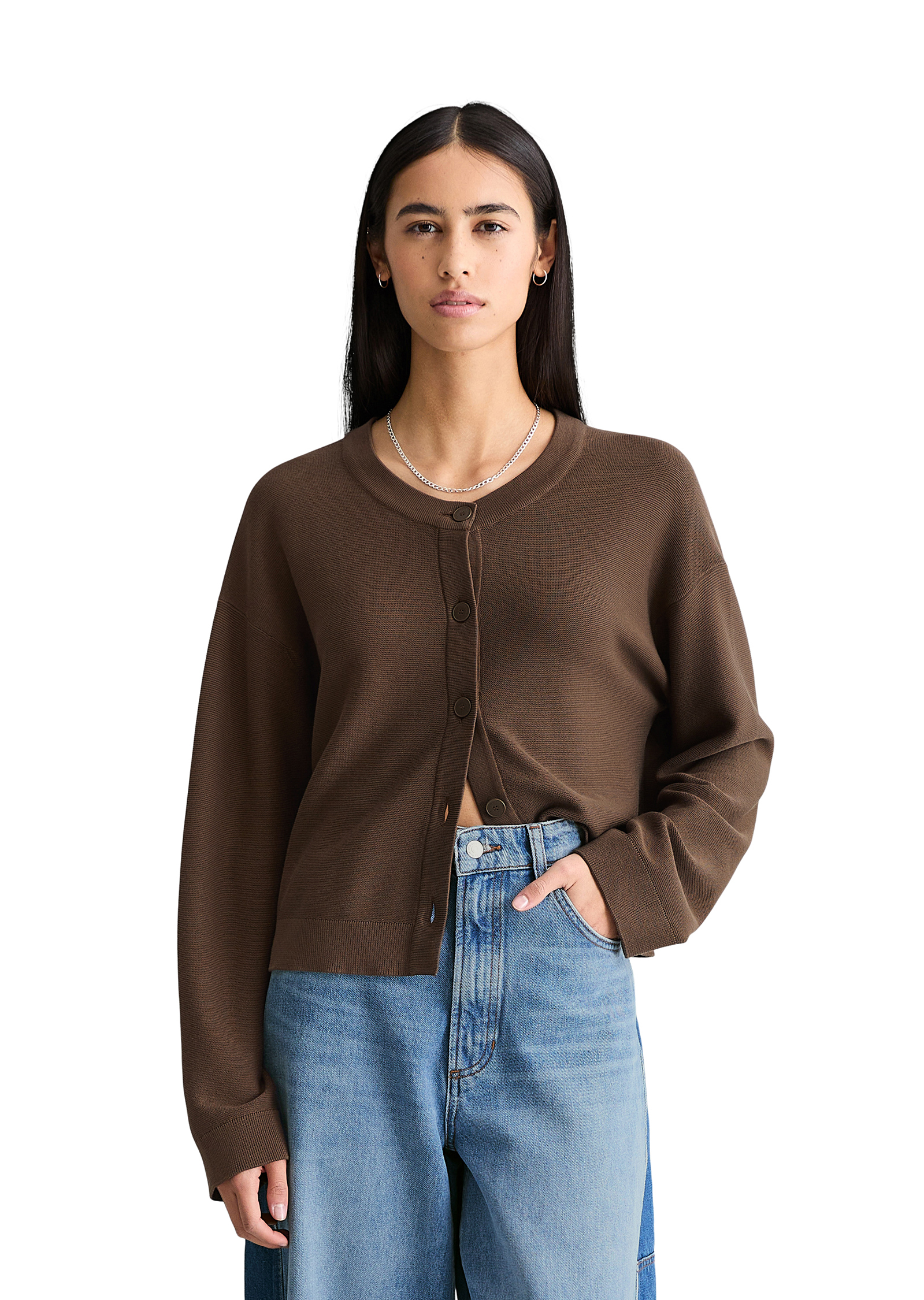 DfC Cardigan relaxed en fil de coton compact, MARC O’POLO DENIM