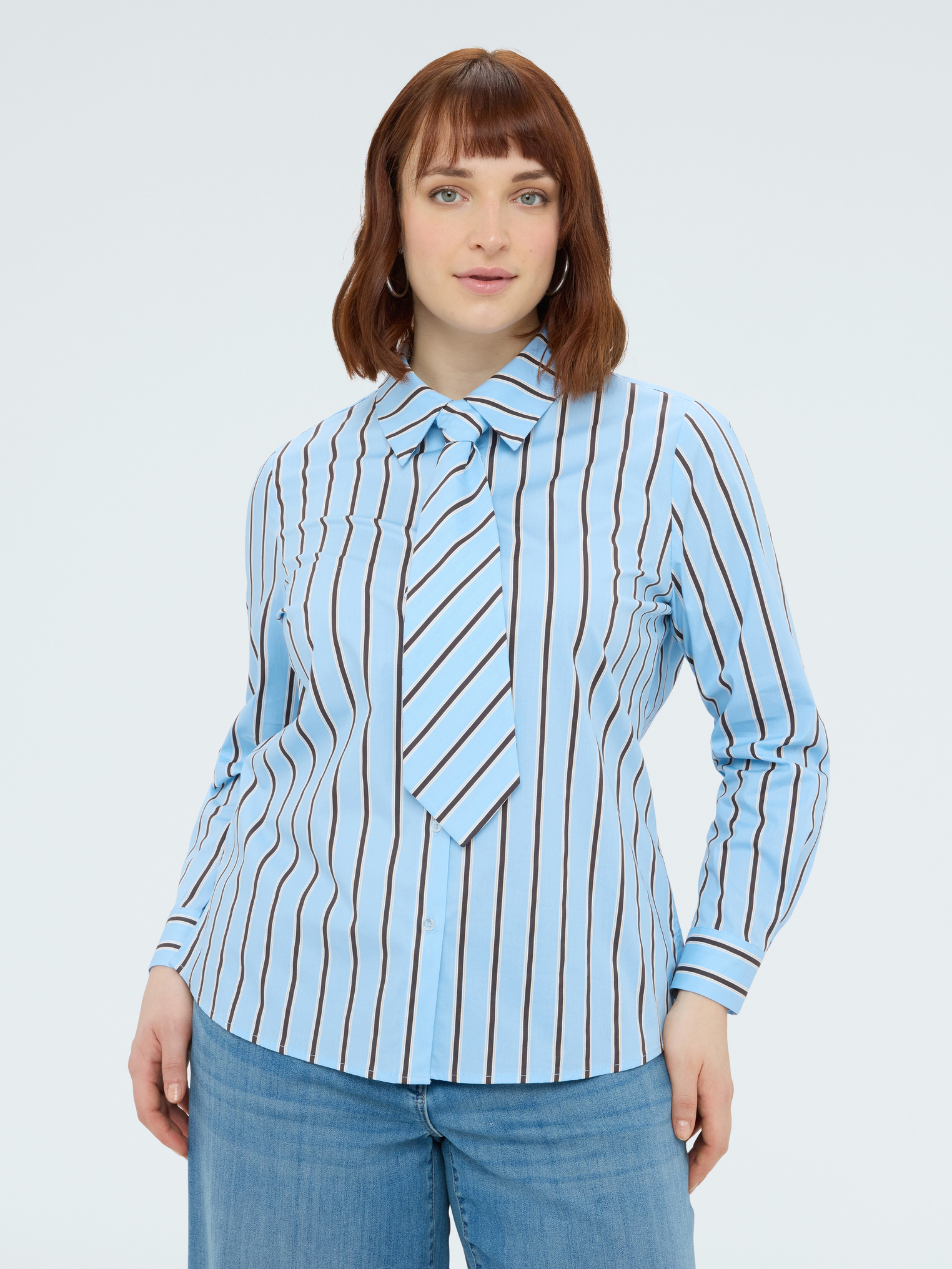 Chemise à rayures avec petite cravate, FIORELLA RUBINO