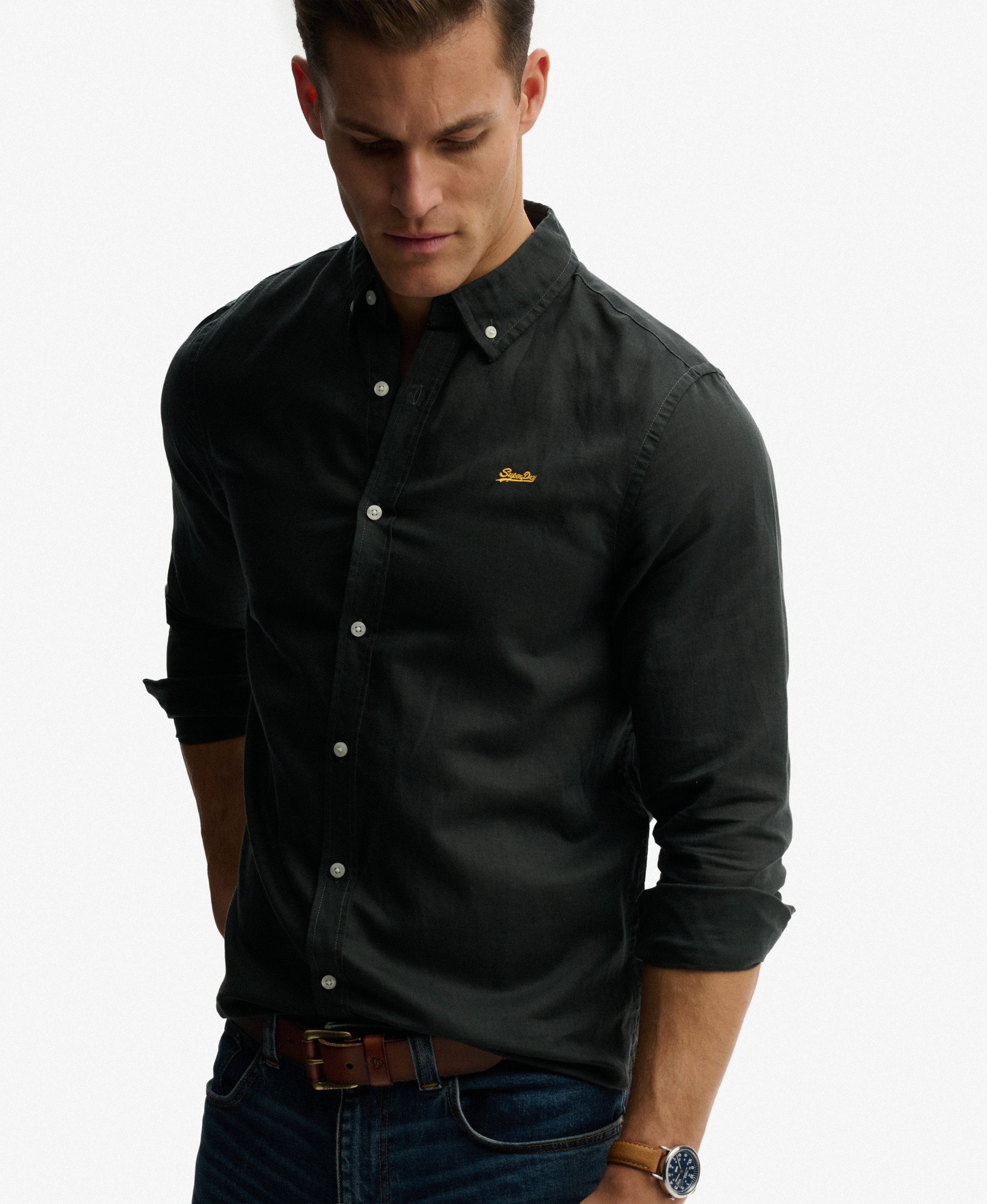 Chemise Superdry Pour Homme Bleue En Coton Et Lin Pw1 Taille S