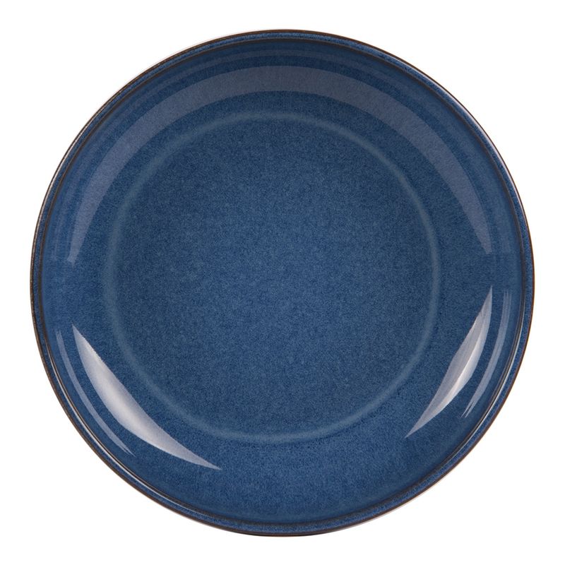 Maida - Service de table Bleu carré pour 6 personnes contenant en tout 39  pièces. Il comprends : 6 tasses, 6 sous tasses, 6 assiettes Pm, 6 assiettes  creuses, 6 assiettes Gm, 6 Bols, 1 soupière, 1 couvercle, 1 plat ovale.