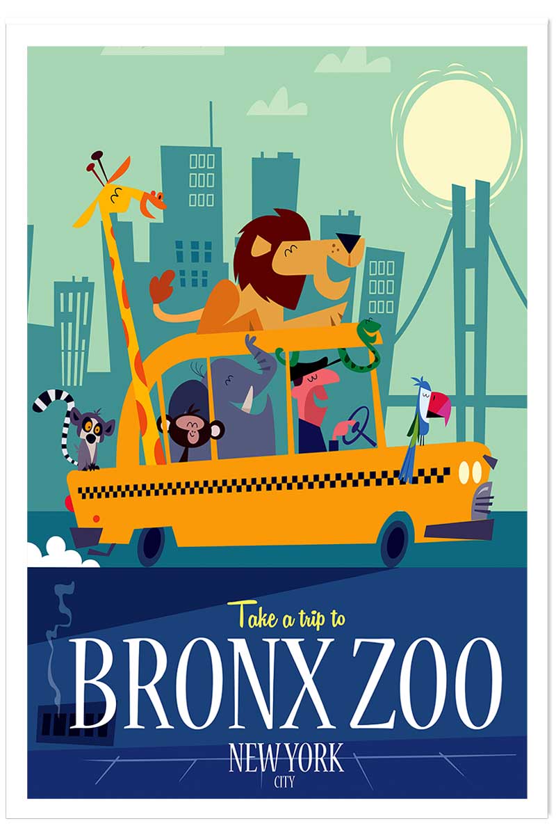 Poster retro bronx zoo, HEXOA