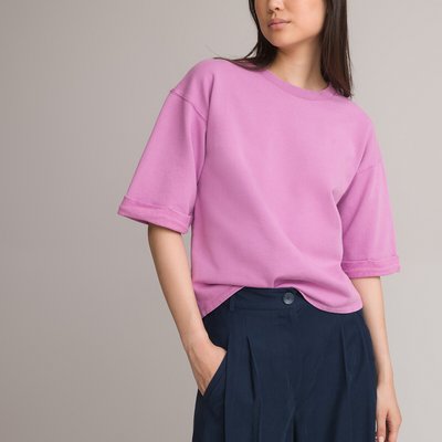 Cotton Oversize Sweatshirt with Short Sleeves LA REDOUTE COLLECTIONS