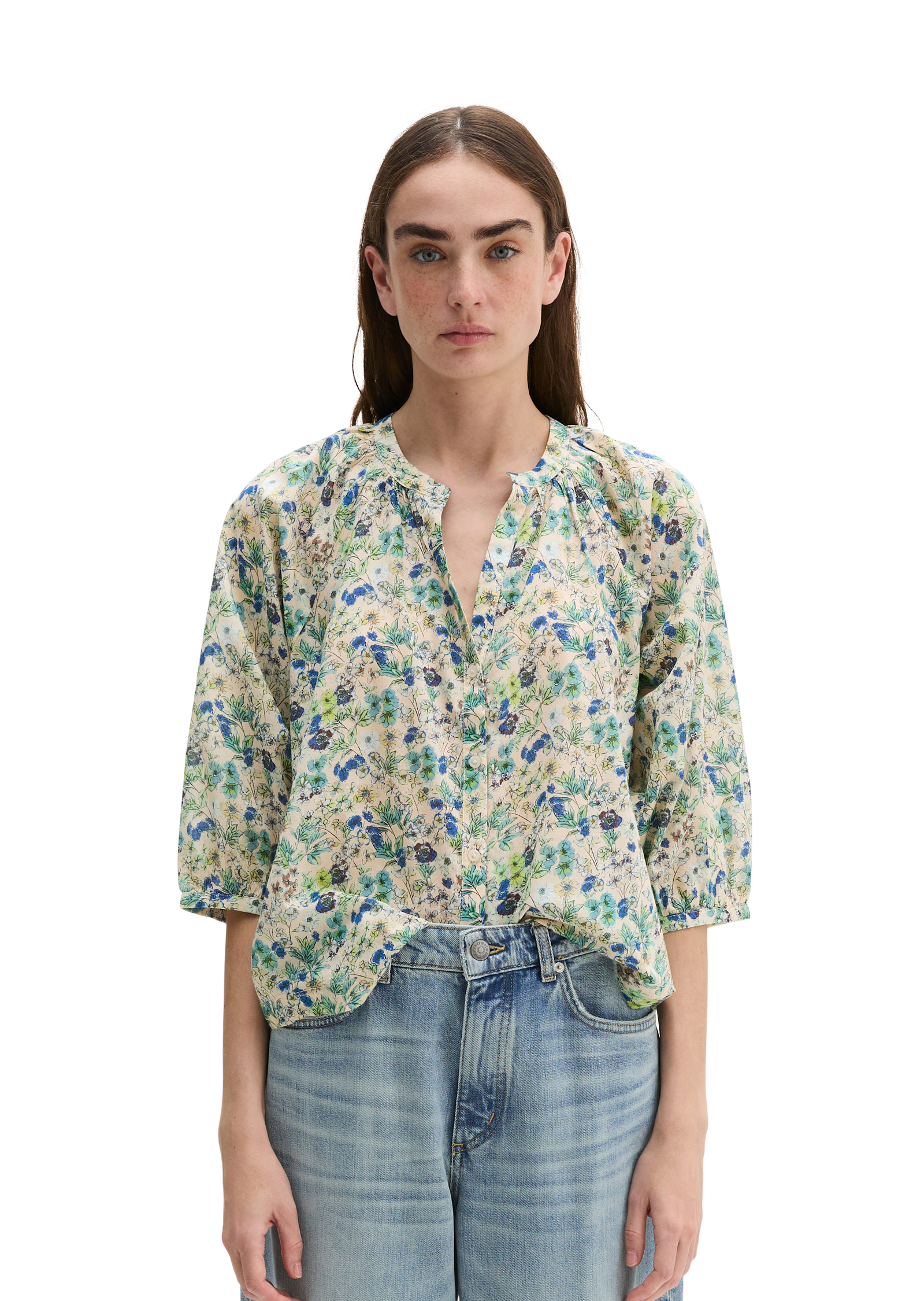 Blouse imprimée relaxed en voile de coton imprimé, MARC O'POLO