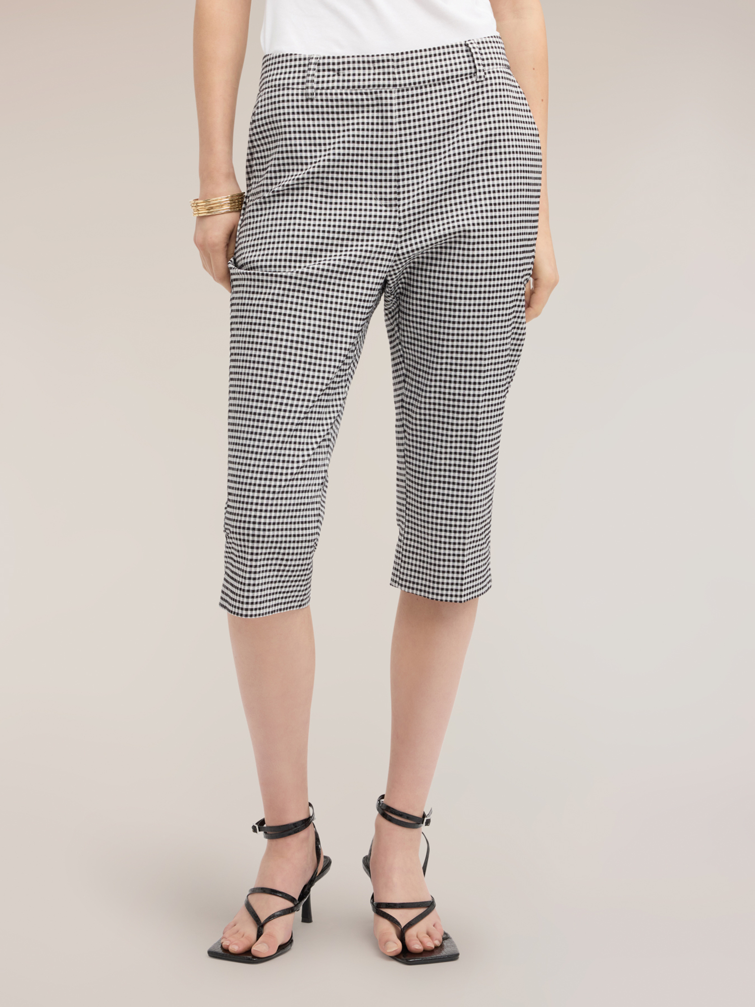 Pantalon capri à motif vichy, MOTIVI