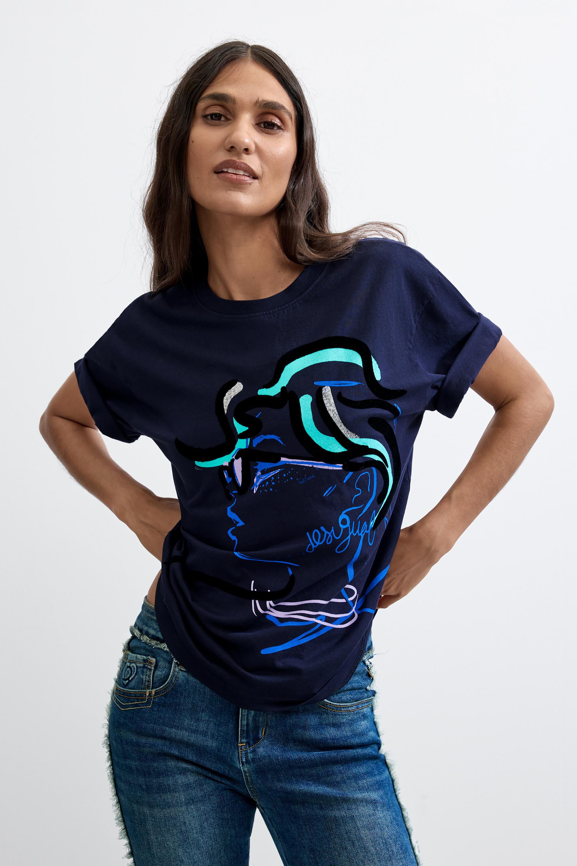 T-shirt imprimé 100 % coton, DESIGUAL