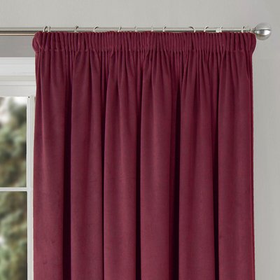 Clever Velvet Lined Pencil Pleat Single Door Curtain in Wine SO'HOME