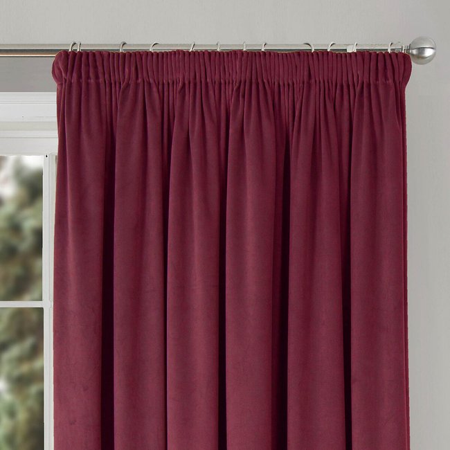 Clever Velvet Lined Pencil Pleat Single Door Curtain in Wine, burgundy, SO'HOME