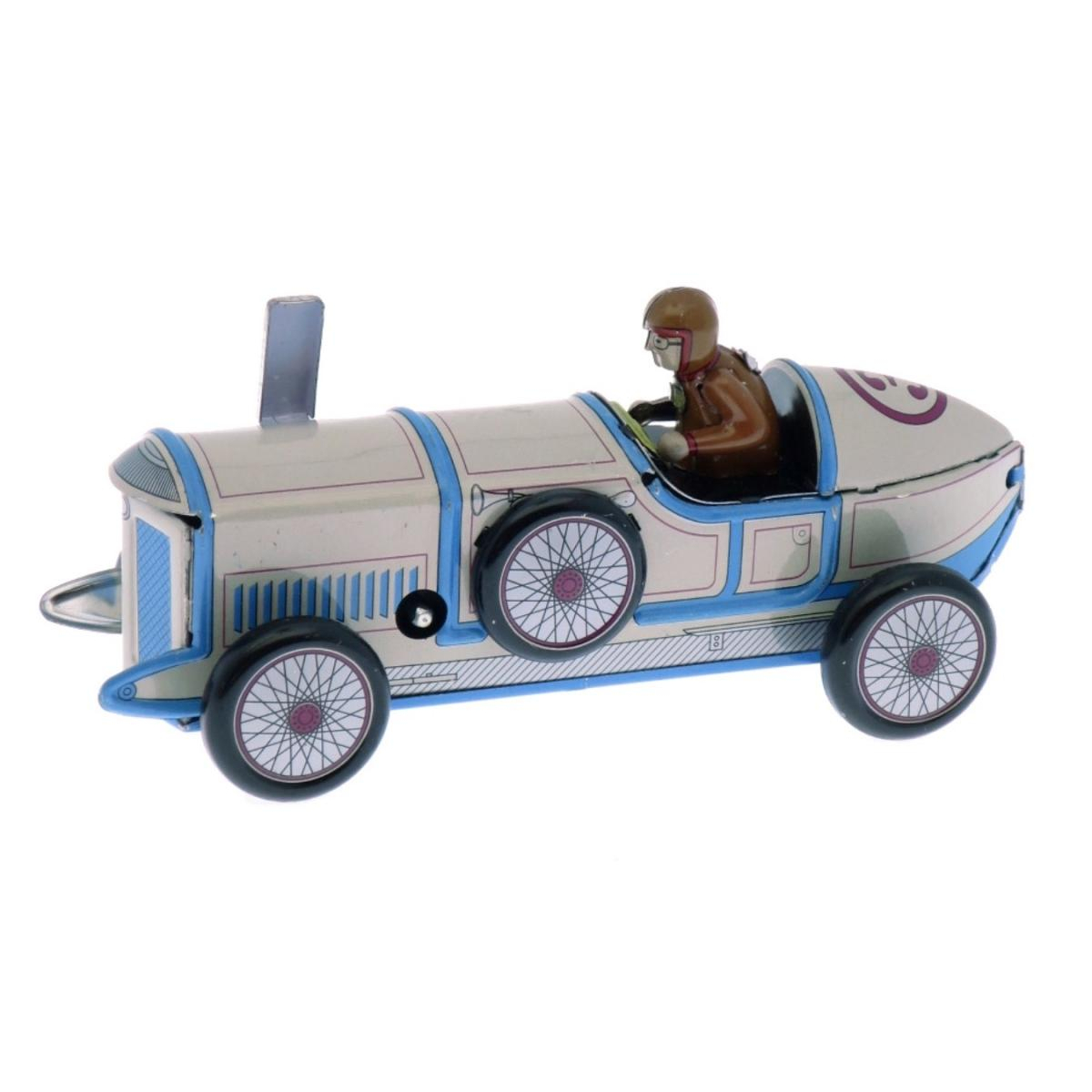 Voiture de Course Bleue 13 Cm Mecanique a Cle, BASS & BASS