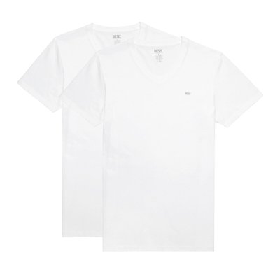 Pack of 2 Plain T-Shirts in Cotton with V-Neck DIESEL