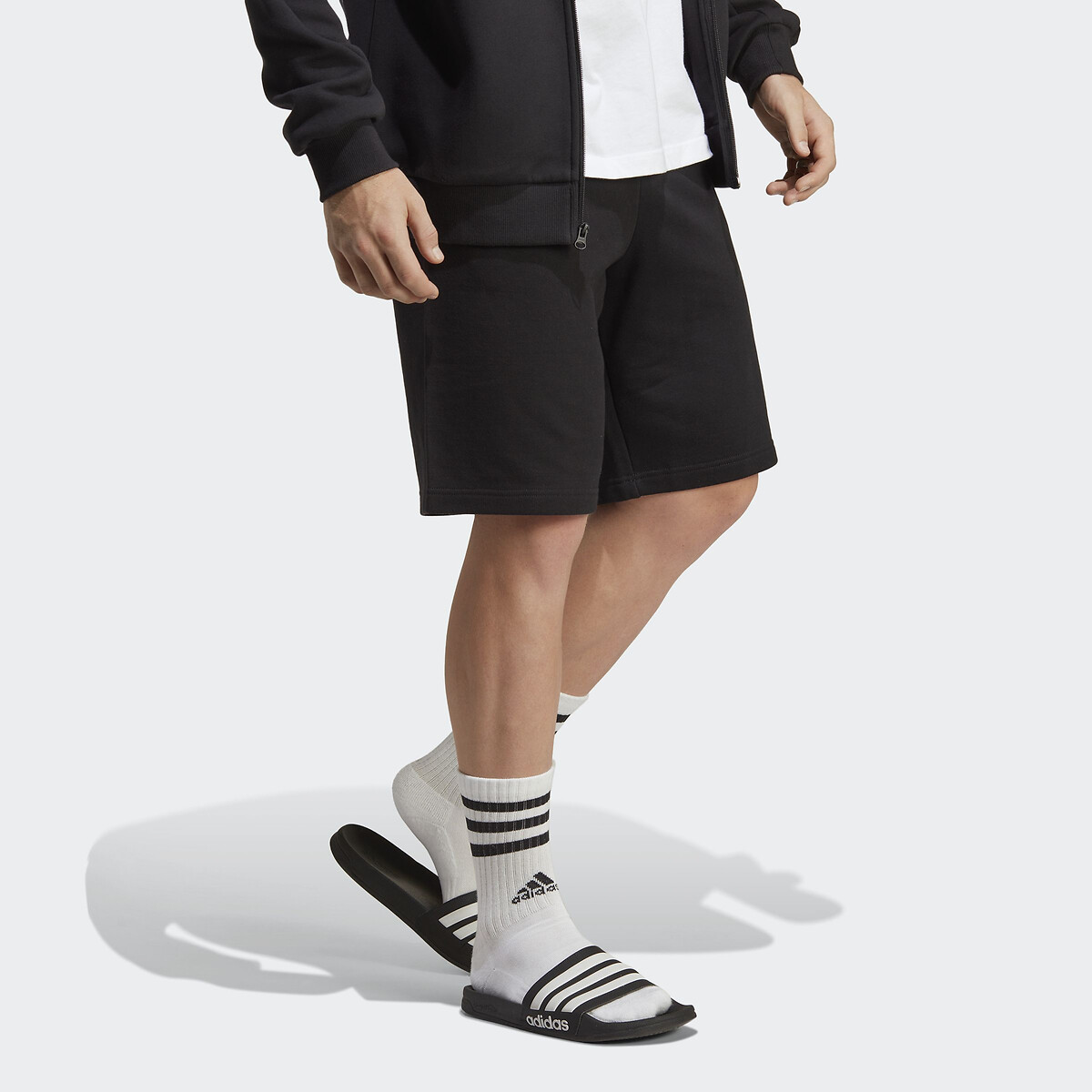 Jogging cotton shorts black Adidas Sportswear La Redoute