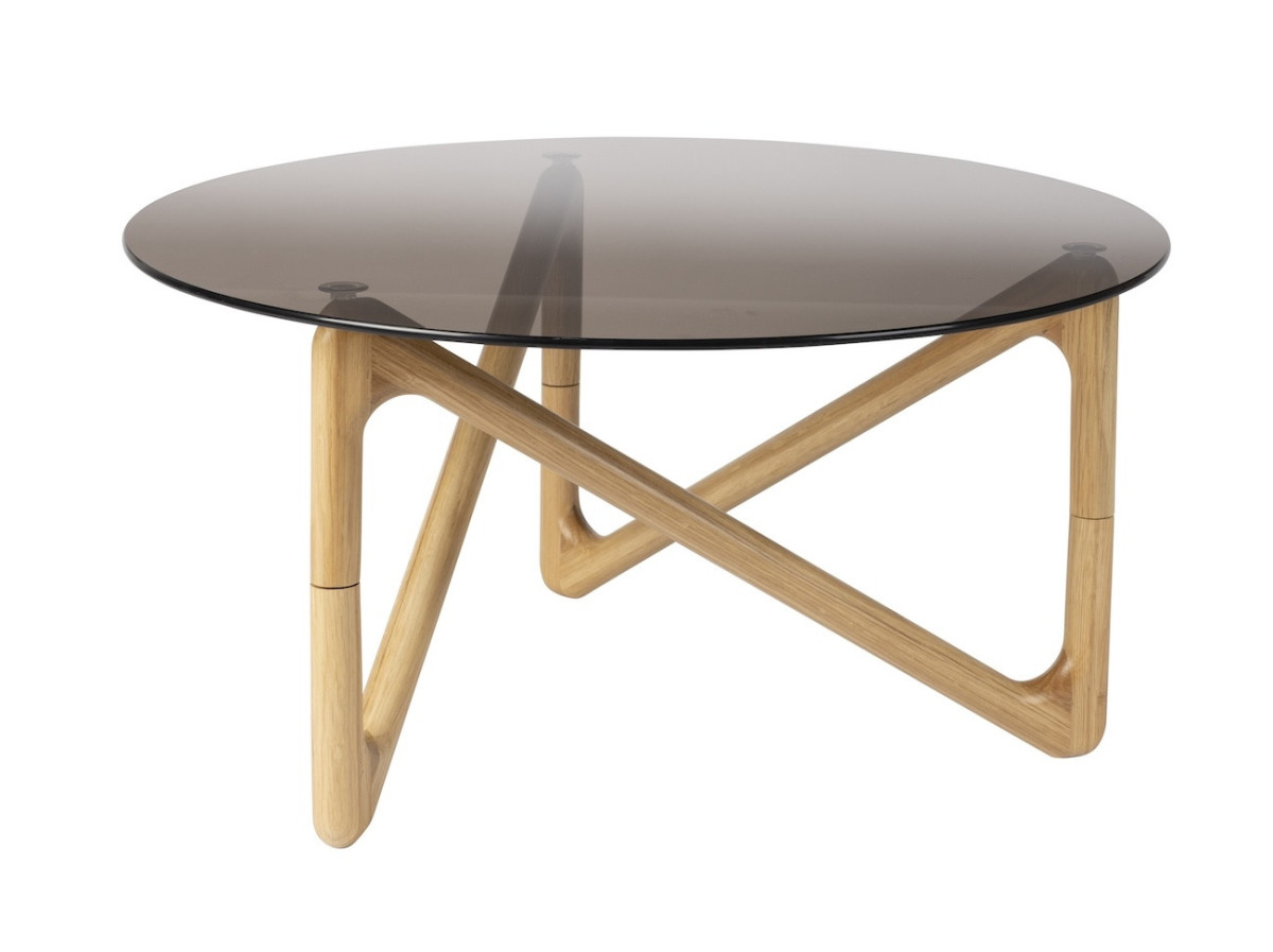Table basse ronde en bois et verre -, DUTCHBONE