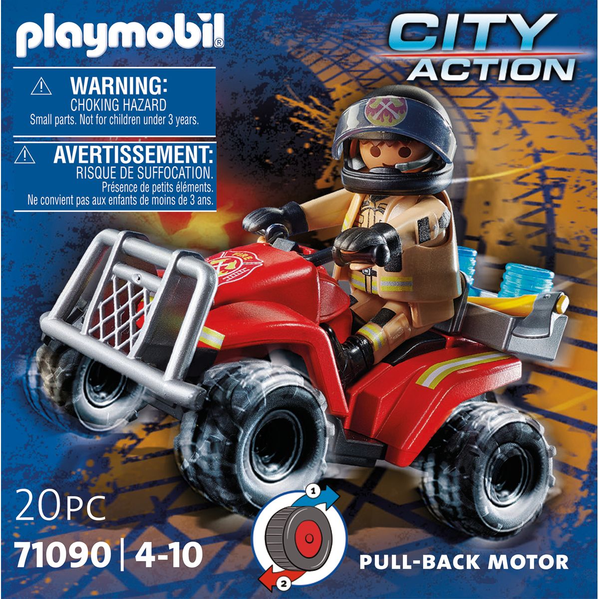 Playmobil 71090 pompier et quad - city action - les pompiers - moteur à  retro-friction à collectionner Playmobil