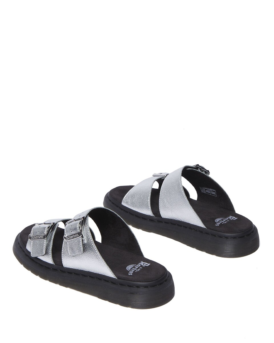 Dr. Martens Sandalias de piel Josef Slide Silver Metallic Tumble — foto 5
