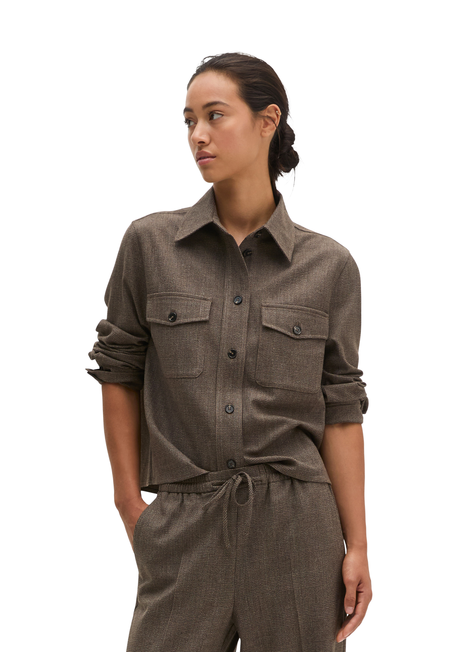Surchemise à motif Glencheck, coupe regular en mélange de polyester et de viscose recyclés, MARC O'POLO