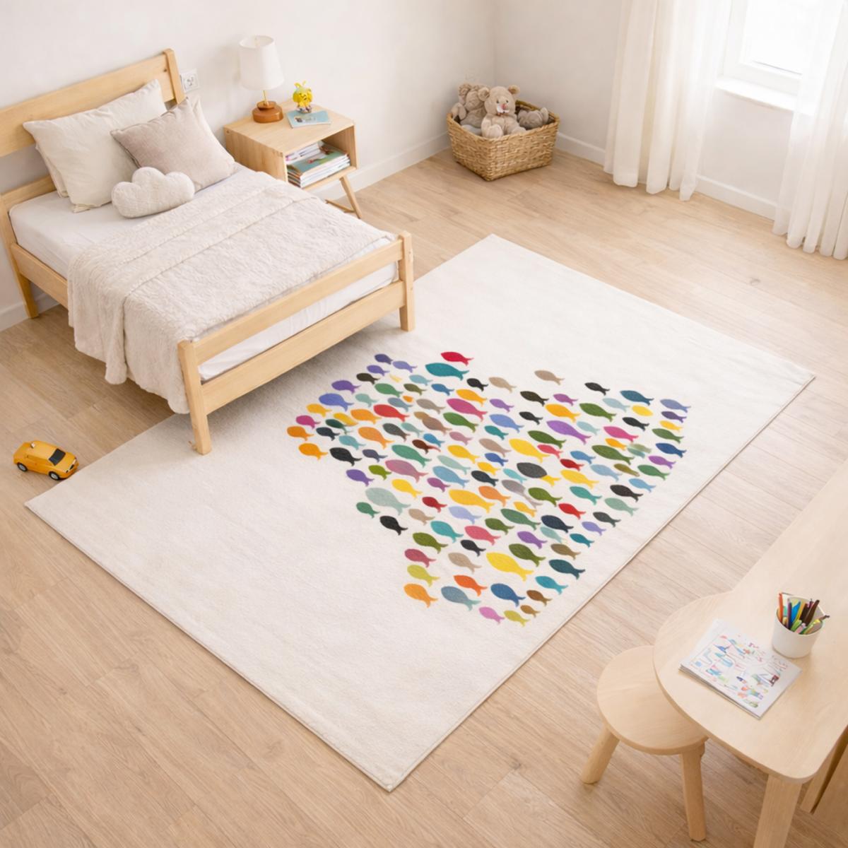 Tapis enfant tissé motif animaux FISHES, UN AMOUR DE TAPIS